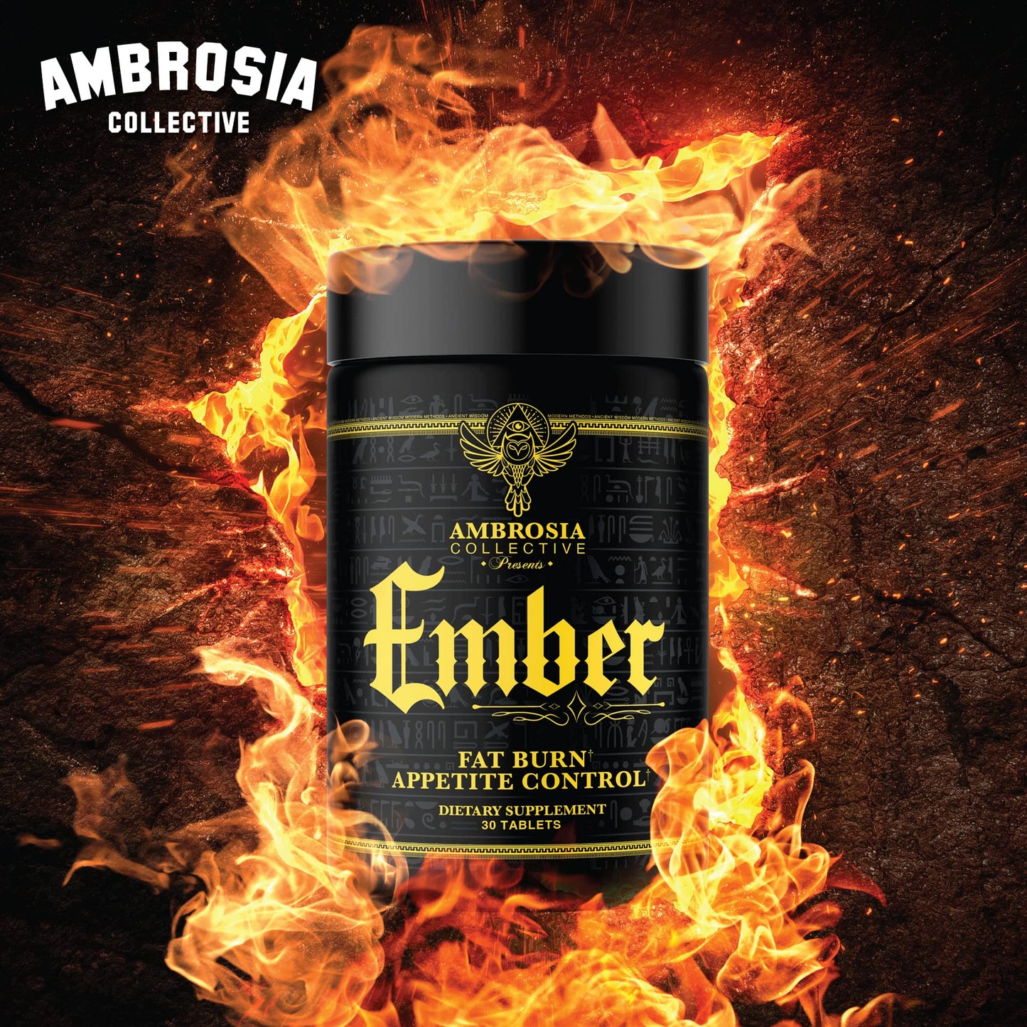 Ambrosia Ember™ Thermogenic Fat Burner & Appetite Support Supplement Pills for Healthy Weight Management, Appetite Support for Men and Women with CapsiMax™, African Mango, and CoQ10