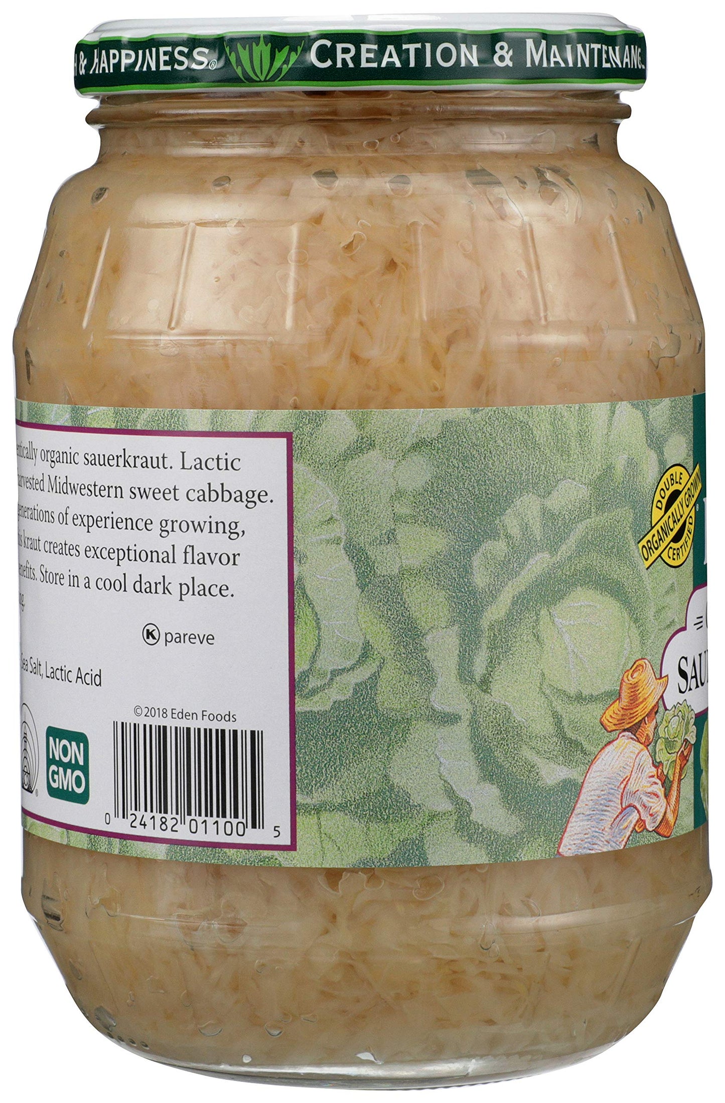 Eden Organic Sauerkraut 32 oz Glass Jar Fine Cut