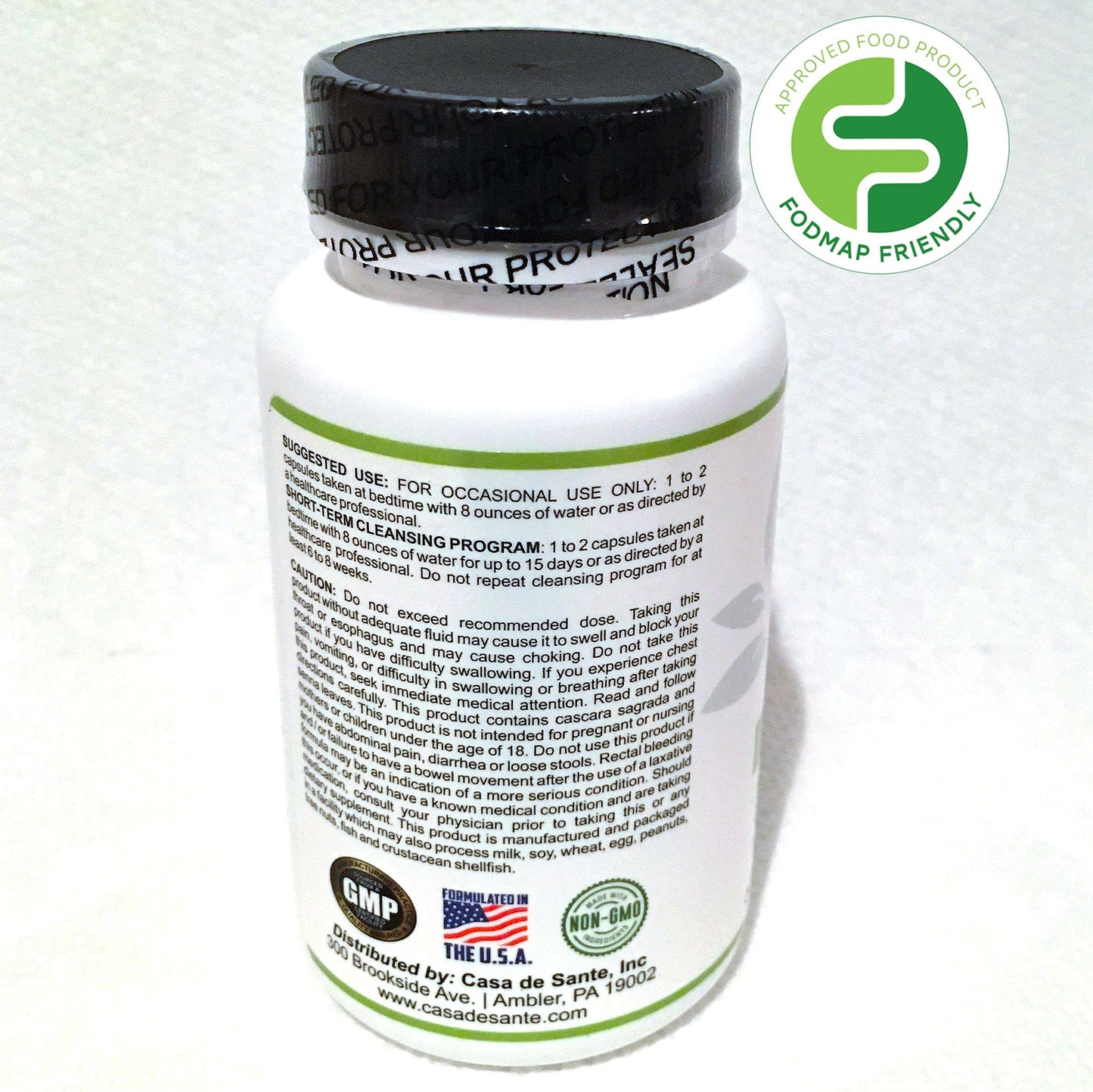 Casa de Sante Low FODMAP Herbal Laxative Capsules GLP1 Support Natural Gentle Laxative Pills to Cleanse Colon & Support Digestive System with Probiotics, Psyllium Husk, Senna Leaf & Cascara Sagrada