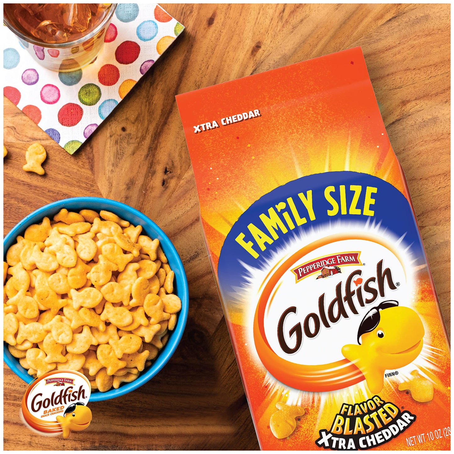 Goldfish Crackers Flavor Blasted Xtra Cheddar Crackers Family Size 10 Oz Bag