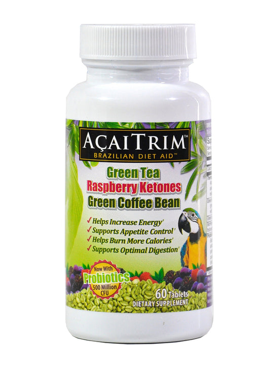 AcaiTrim- Weight Loss Supplement- Green Tea Extract, Green Coffee Bean Extract, Raspberry Ketones, Acai, & Probiotics - Supports Metabolism & Energy for Men & Women- 60 Acai Berry Capsules
