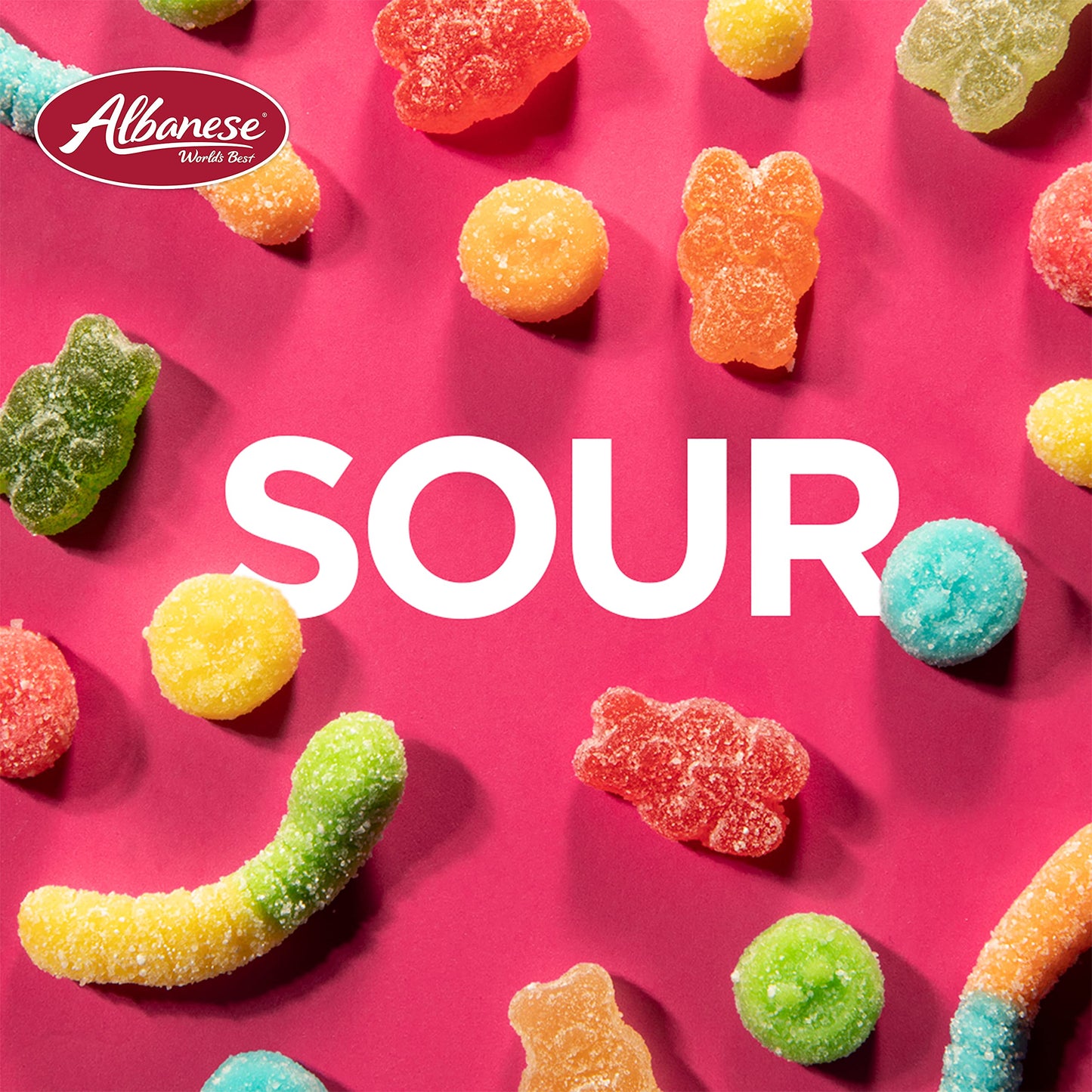 Albanese Worlds Best Sour Mini Neon Gummi Worms 45lbs of Candy