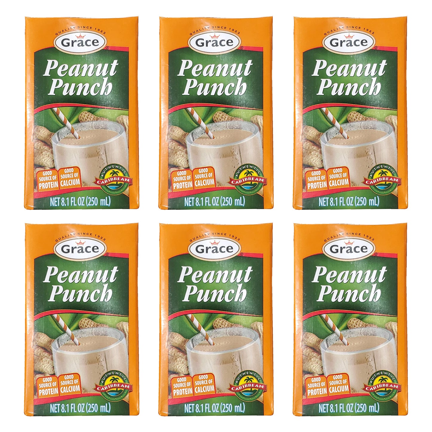 Grace Jamaican Peanut Punch Drink 6 Pack Total of 486floz
