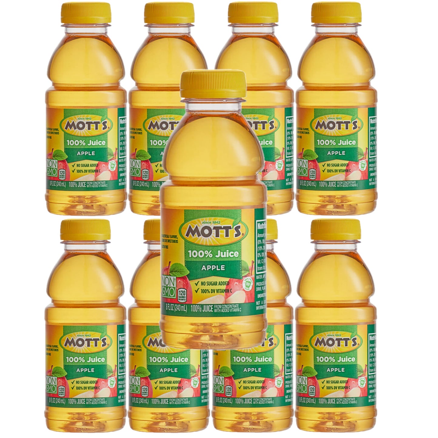 Motts Fruit Juice 8oz Bottles Pack of 8 Apple with Bay Area Marketplace Napkins