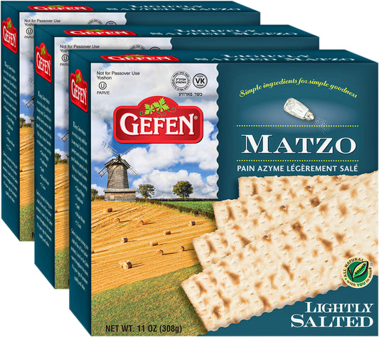 Gefen Lightly Salted Matzo 105oz 3 Pack Traditional Style Matzo