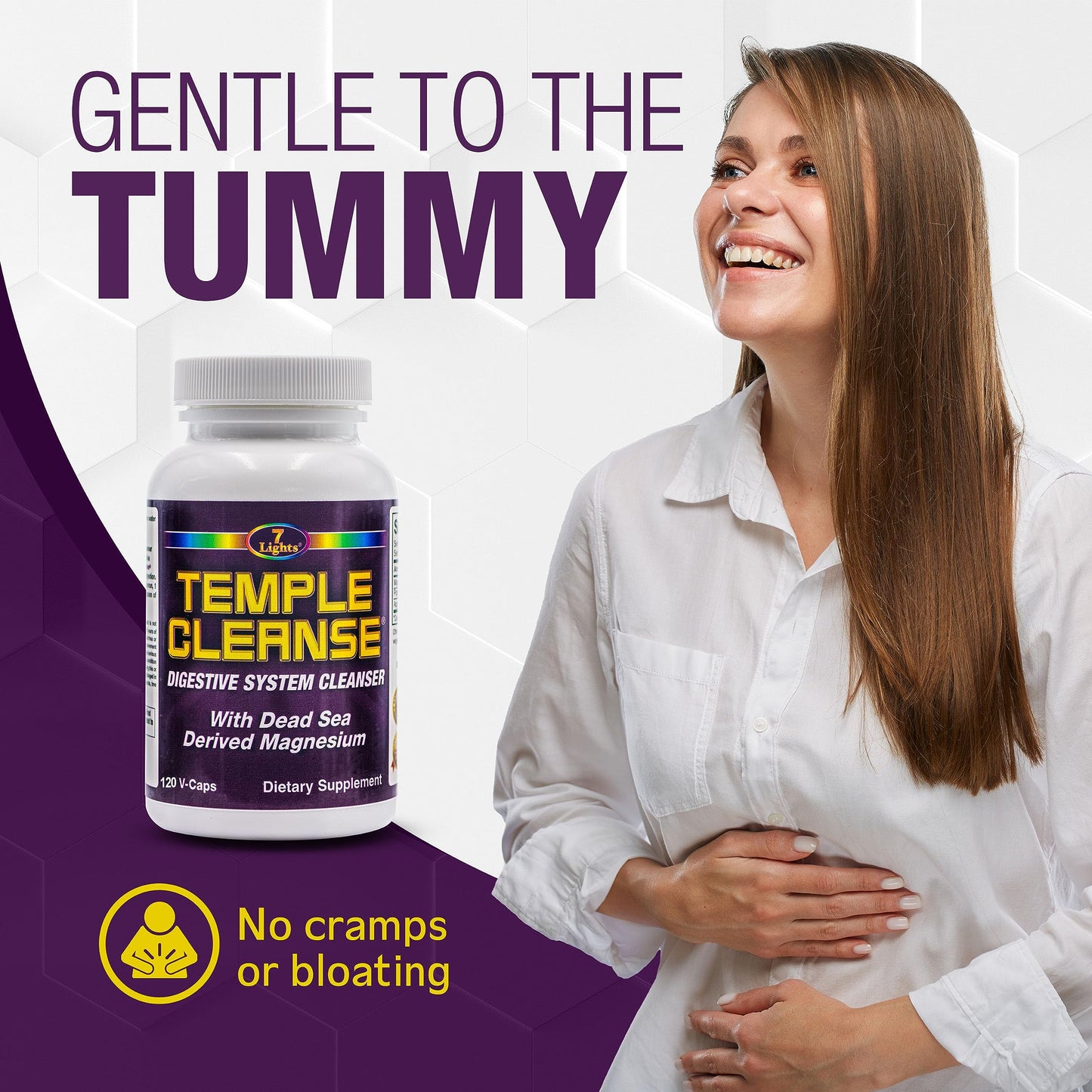 Temple Cleanse 120 Capsules | Oxygen & Dead Sea Magnesium Colon Cleanse Detox, Fast-Acting Constipation Relief, No Gas/Bloating, Vegan Gluten-Free Digestive Cleanse, Gentle on Stomach for Women & Men