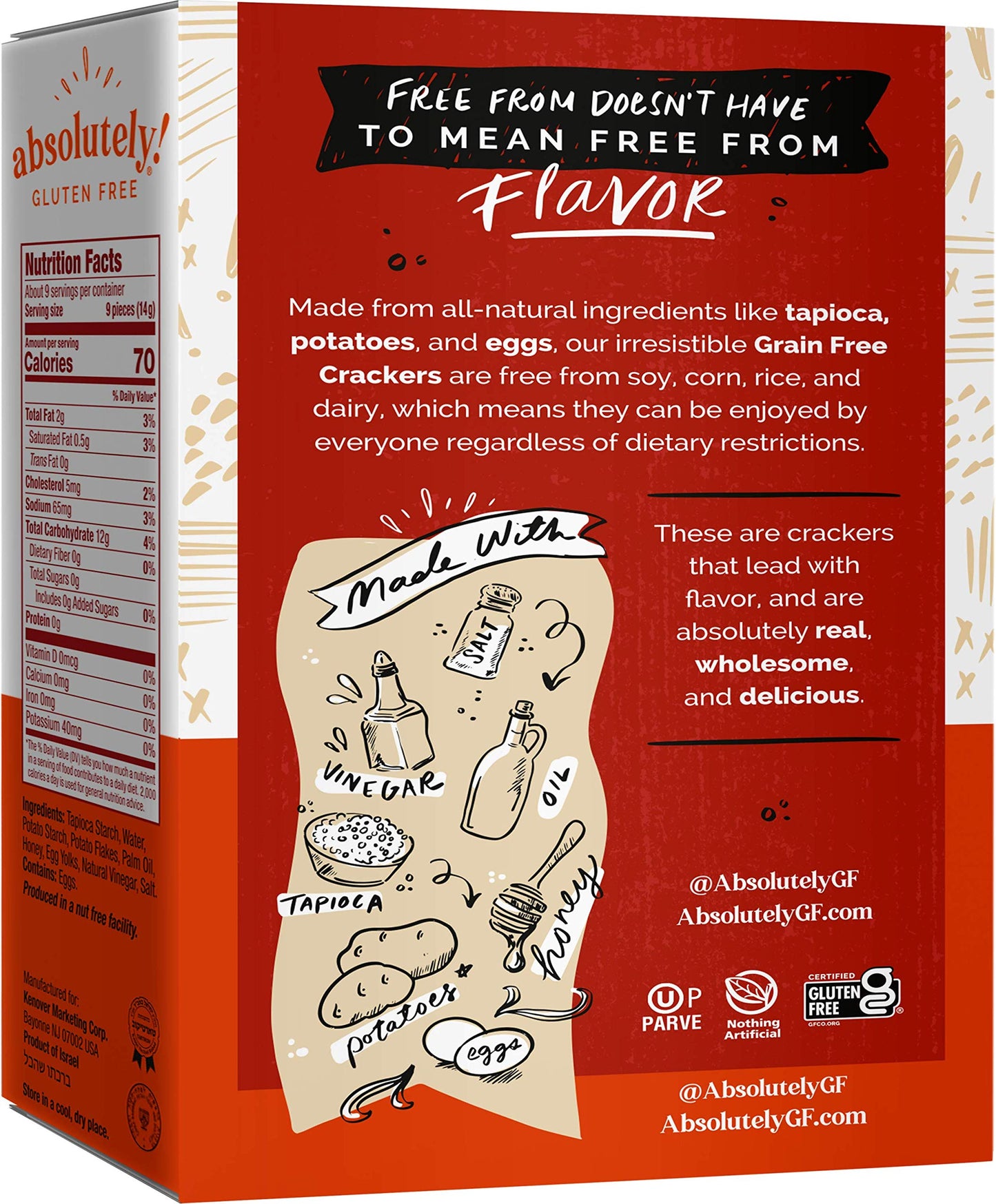 Absolutely Gluten Free Original Crackers 44 Ounce Pack of 3