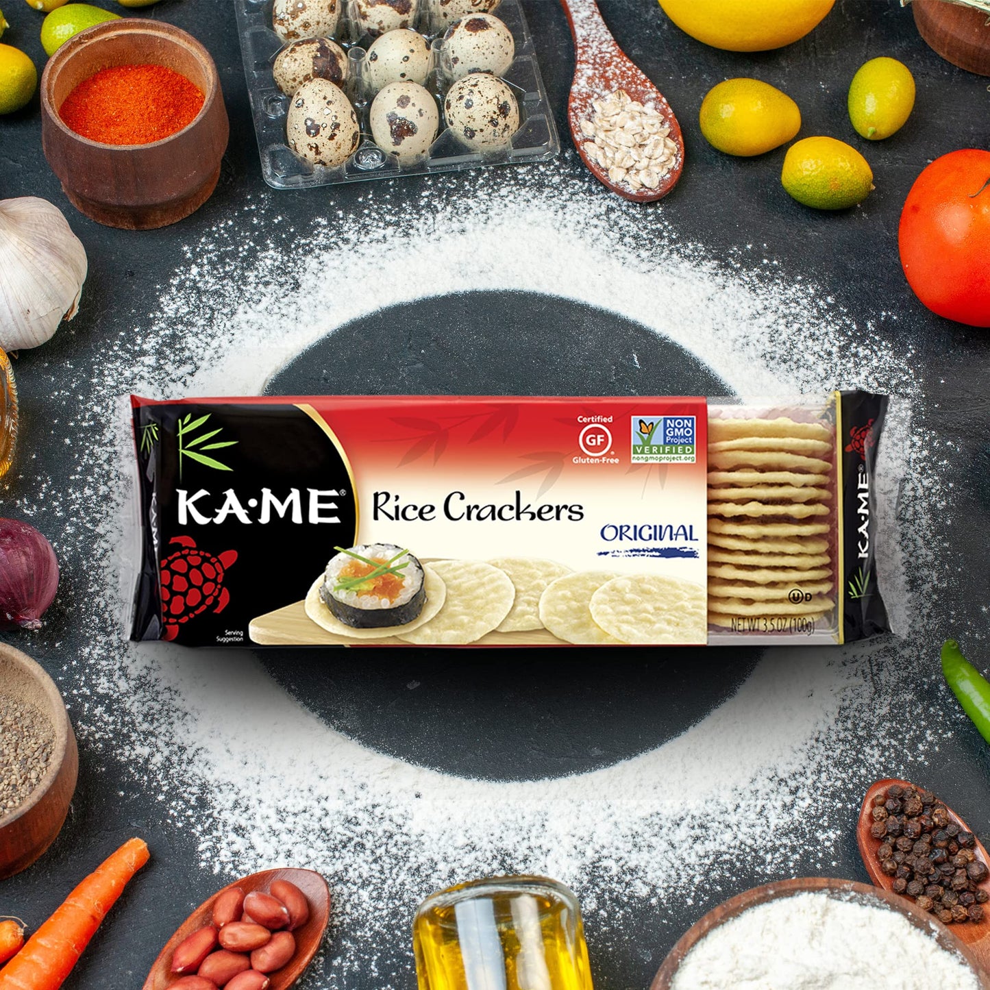 KAME Gluten Free Rice Crackers Original 35 Ounce Pack of 12 42 Ounce