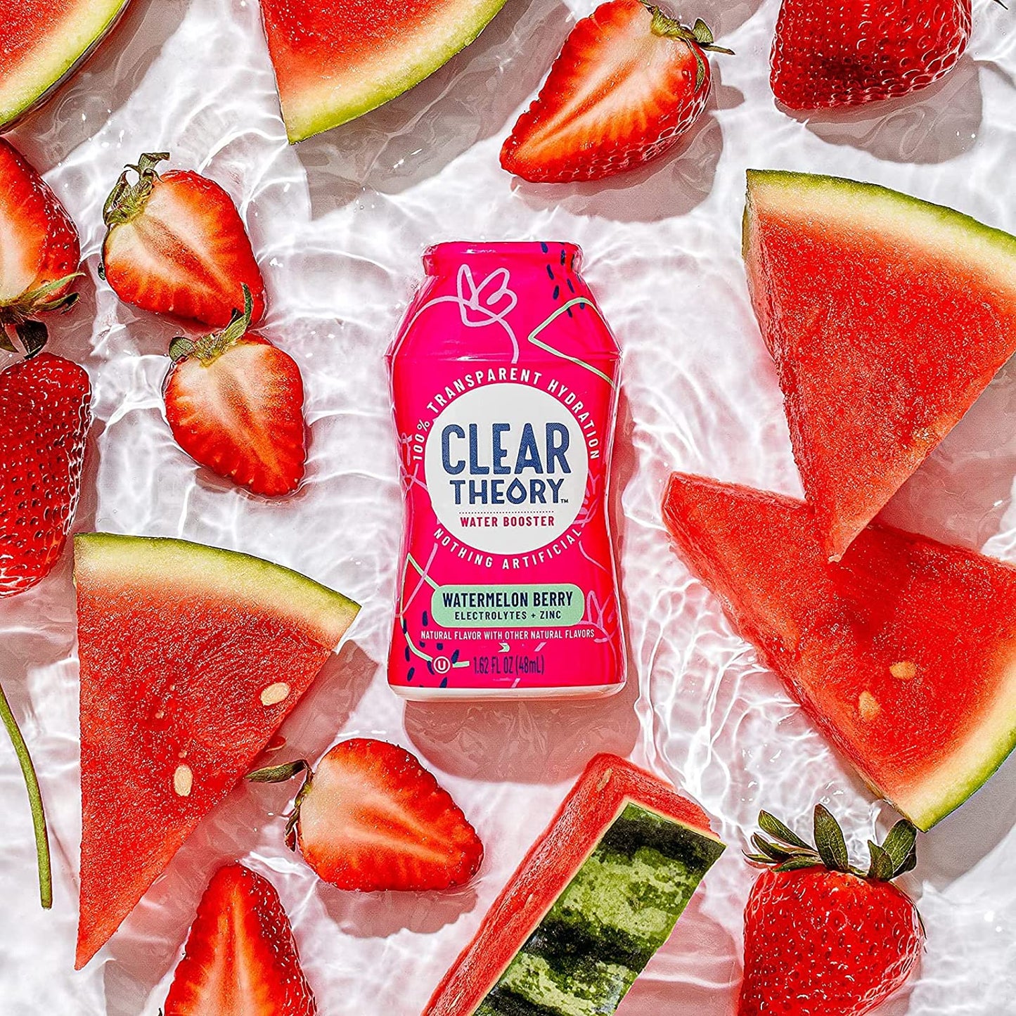 Clear Theory Water Flavoring Drops with Electrolytes Water Enhancer Liquid Flavored Water Drink Mix Hydration for Kids Vegan Gluten Free Low Calorie Watermelon Berry 4 Pack 162 Fl Oz Bottles