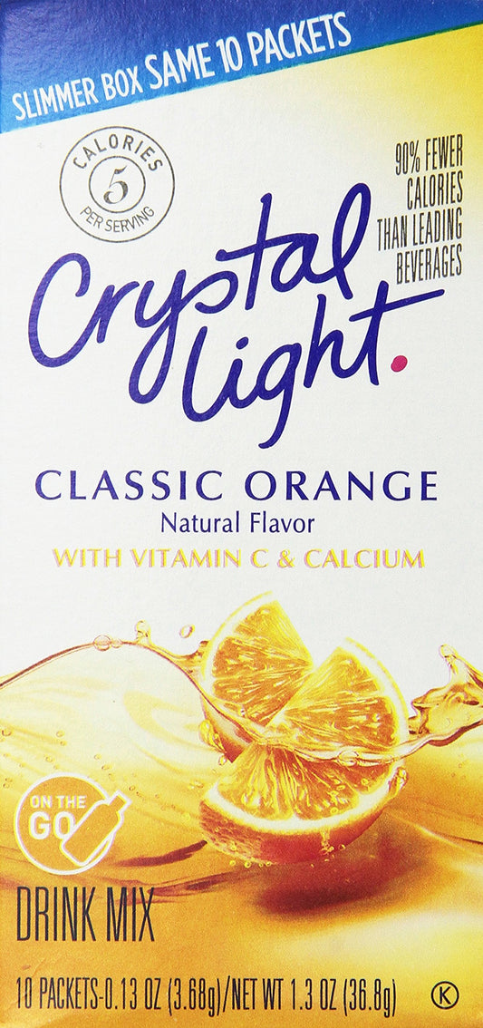 Crystal Light On The Go Sunrise Classic Orange Drink Mix 10 TenCount Box Pack of 6