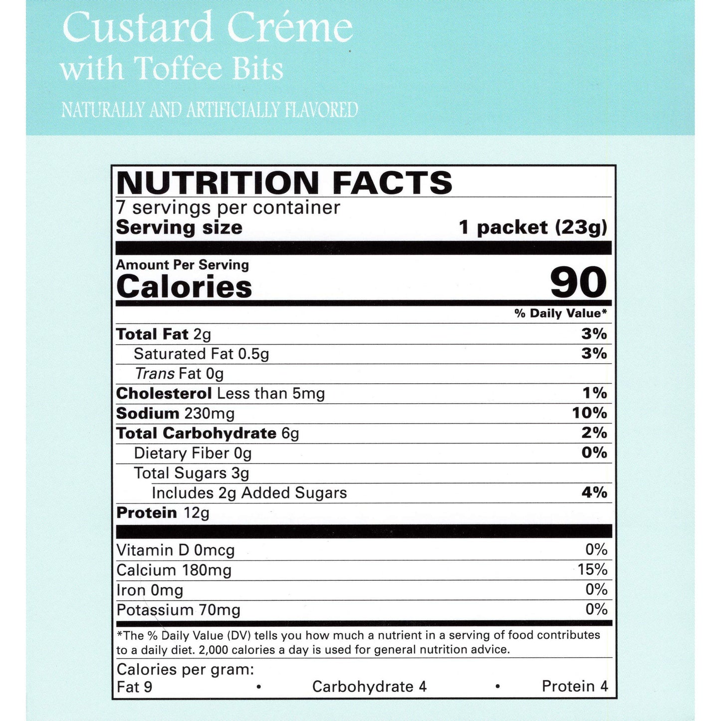 Weight Loss Systems Pudding - Custard Crème with Toffee Bits - High Protein - Low Calorie - Low Carb - 15% DV Calcium - 7/Box