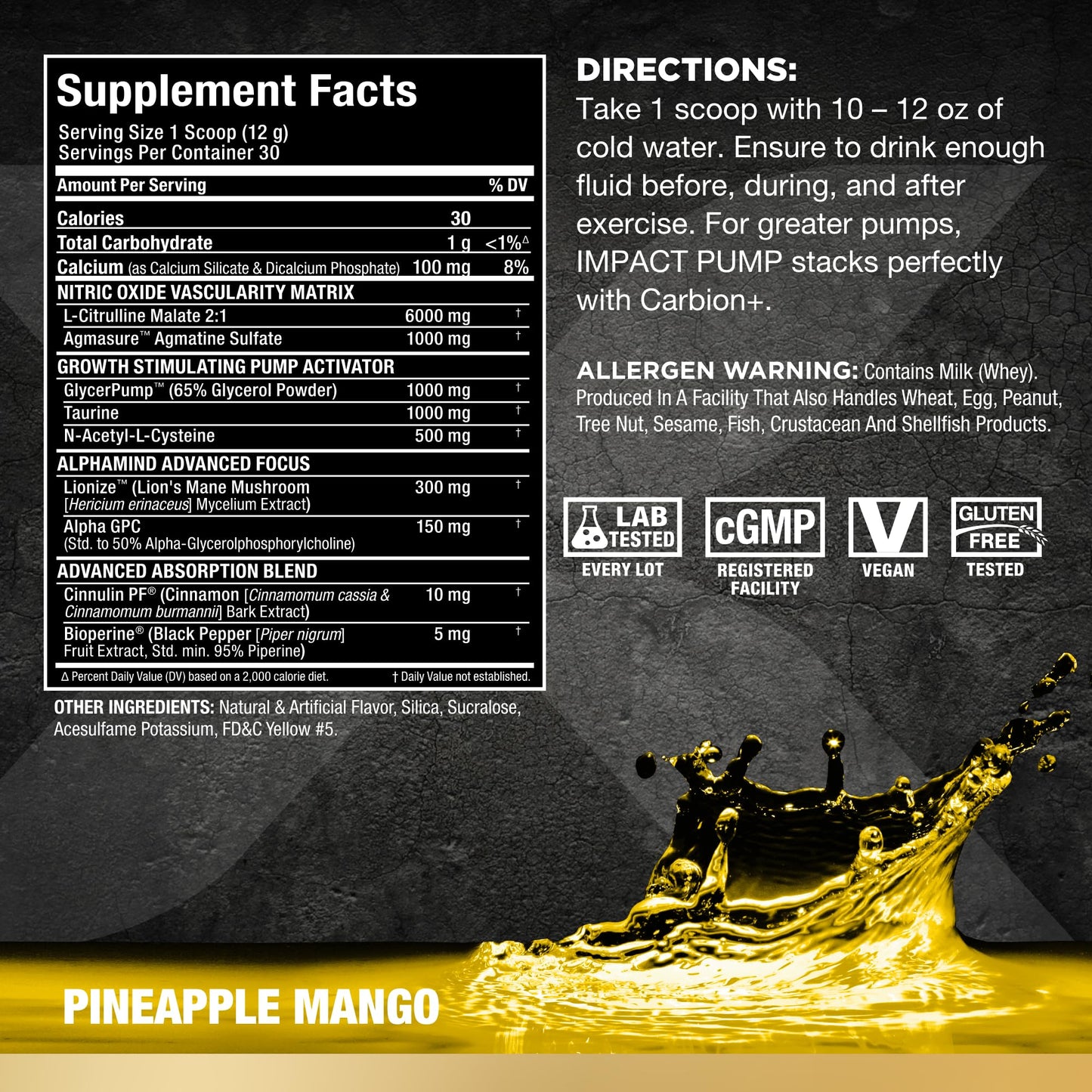 ALLMAX Impact™ Pump, Pineapple Mango, 12.7 oz (360 g)