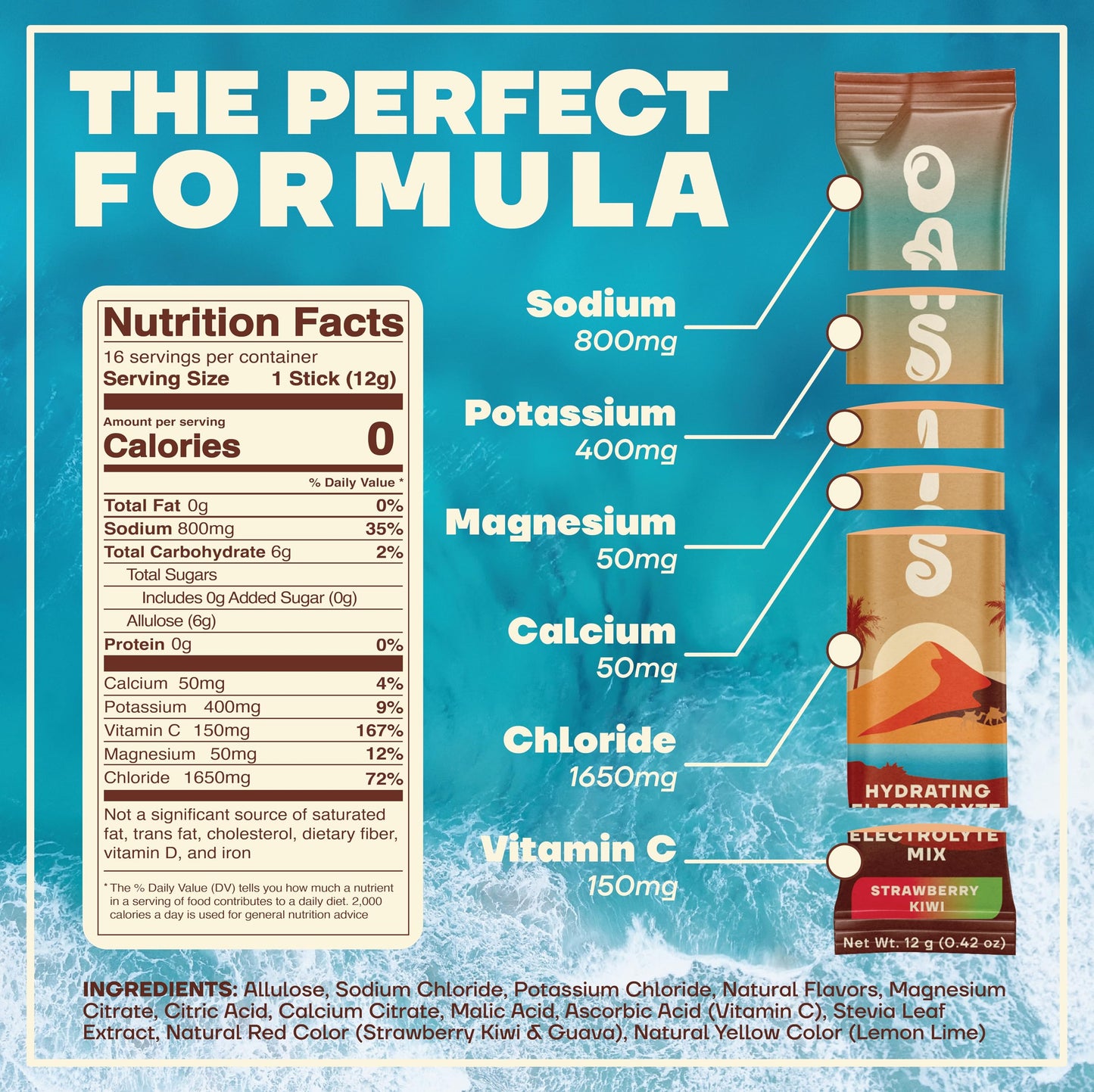 Oasis Electrolyte Powder - Sugar Free, Zero Calorie, Natural Flavor Hydration Packets for Workout or Going Out | ORS Hydration Powder Solution with 5 Electrolytes, Vitamin C | Variety Pack (16 Sticks)