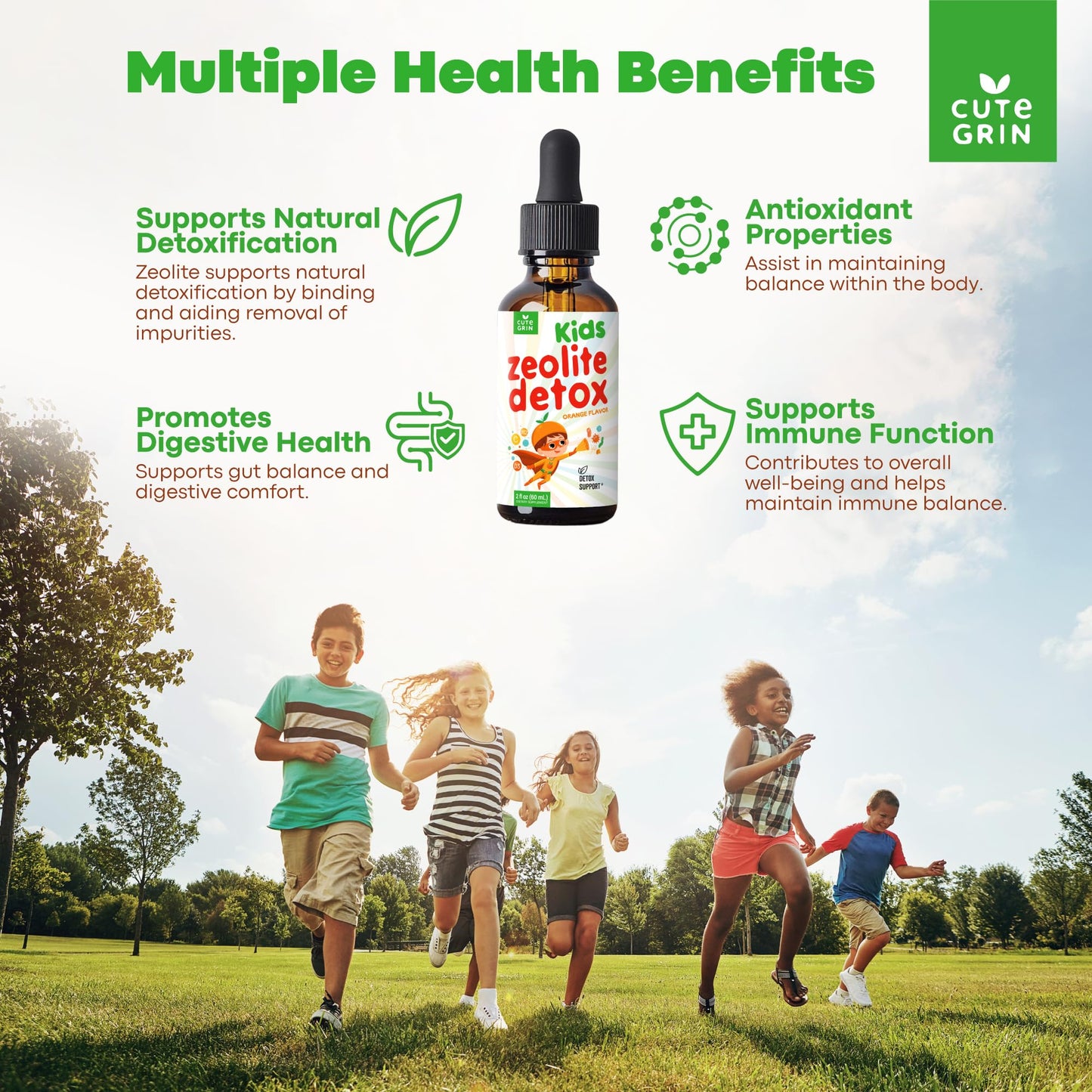Zeolite Detox Drops for Kids - Advanced Detox Liquid Supplement with Clinoptilolite Zeolite - Toddlers Children's Natural Health Support to Clean Toxins - Gluten Free Sugar-Free Vegan