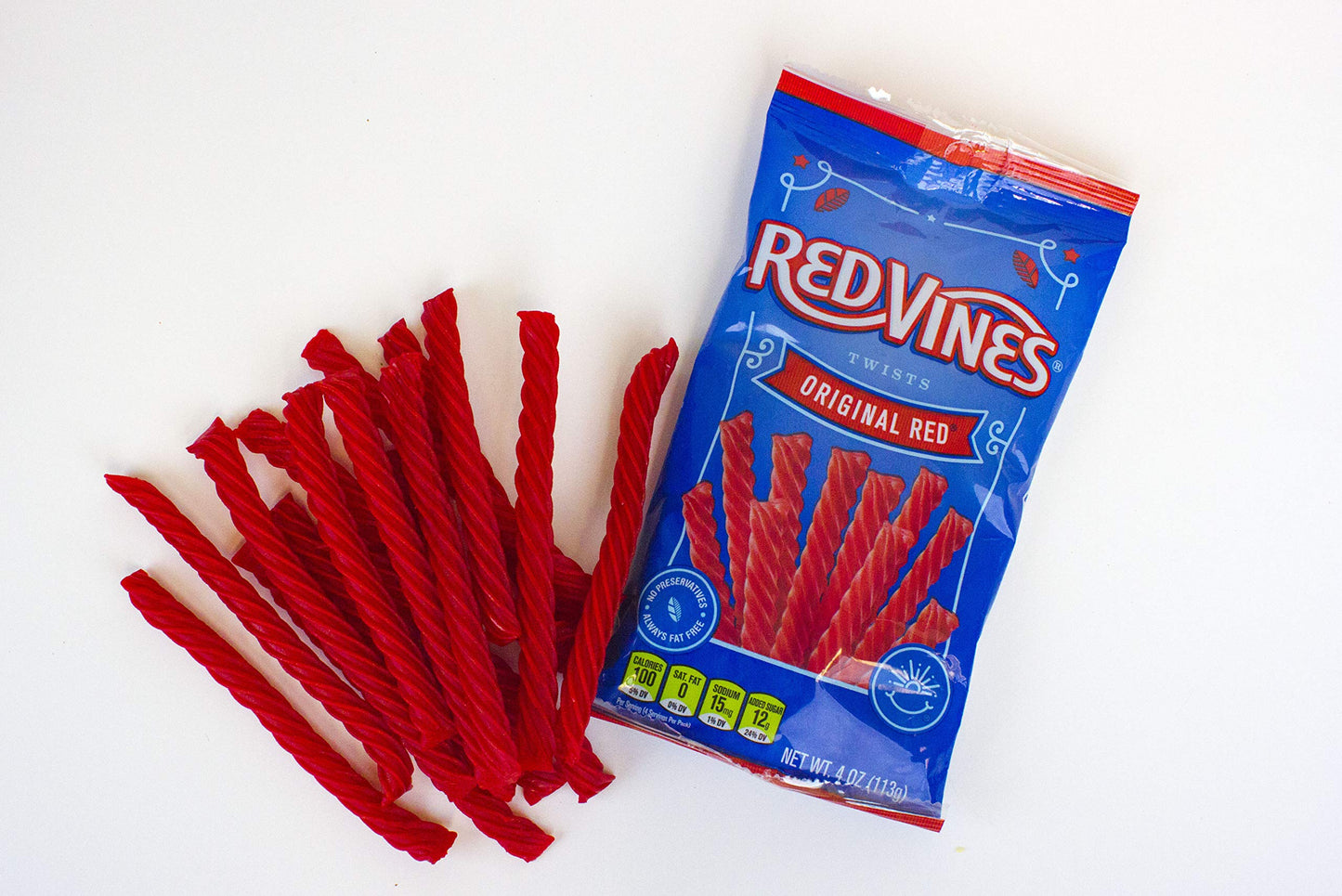 Red Vines Licorice Twists Original Red Flavor Soft  Chewy Candy 4 Ounce Pack of 24