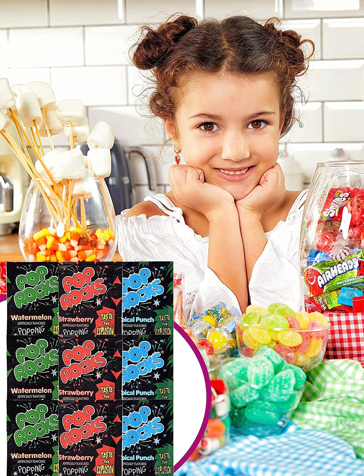 BLUE RIBBON Pop Rocks Popping Mixed Candy Gift Box  24 Count Total  Strawberry Watermelon and Tropical Punch  Taste the Explosion  Care Package for Family Friends Kids and more