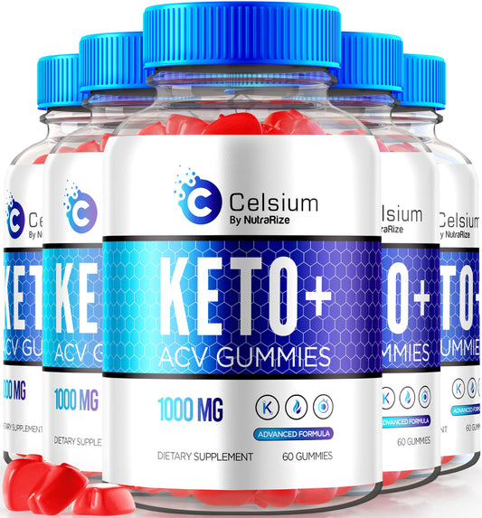 (5 Pack) Celsium Keto ACV Gummies, Celsium Keto + ACV Advanced Formula, Celsius Keto Plus 1000MG Apple Cider Vinegar, All-Natural Keto Official, Celsium Dietary Supplement, Reviews (300 Gummies)