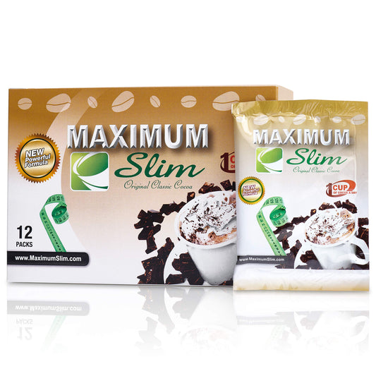Maximum Slim Premium Instant Cocoa - Creamy, Delicious 4-in-1 Formula with Natural Herbal Extracts for Energy & Vitality, Maximum Satisfaction & Taste. No Side Effects (Laxative-Free) -USA Made, 12 Ct