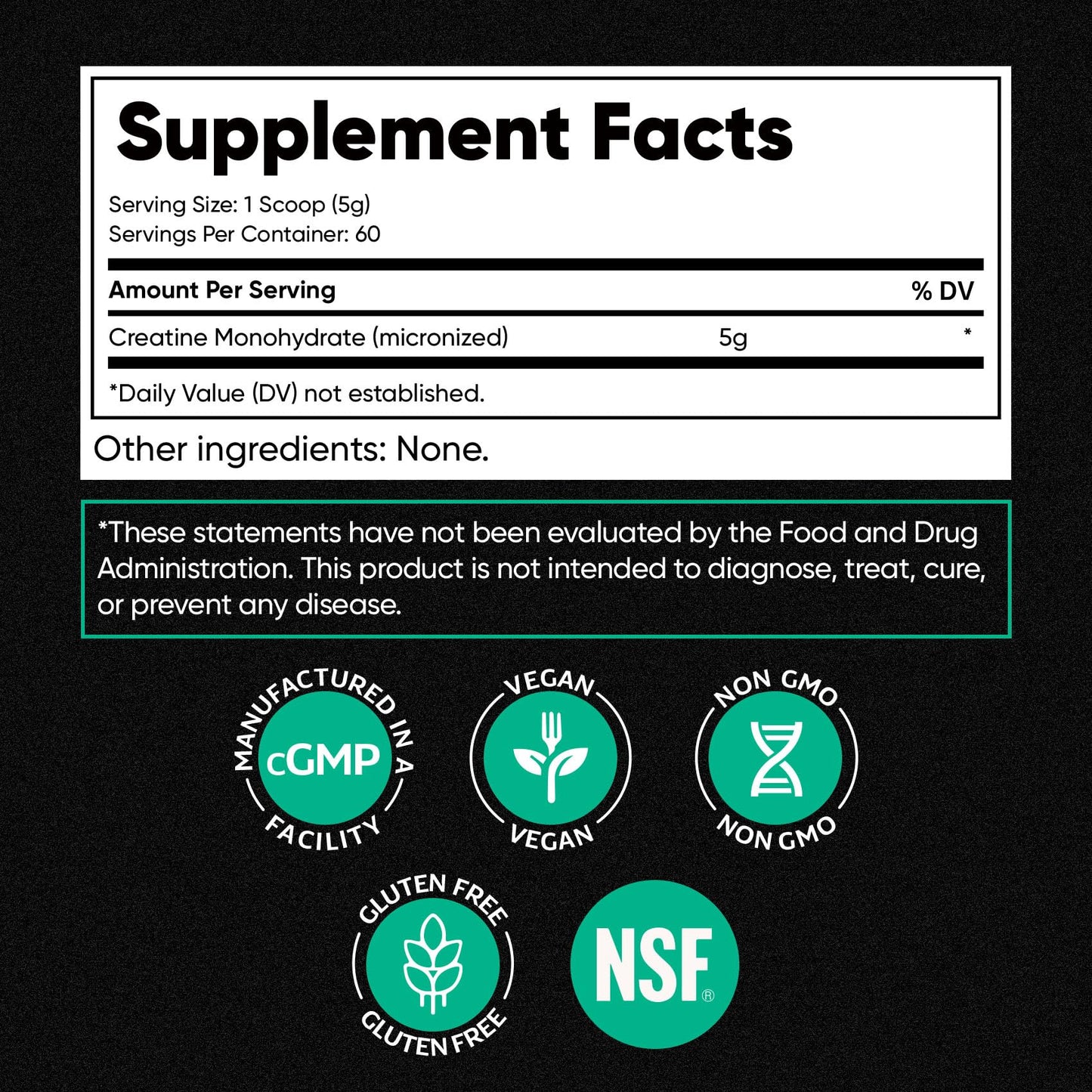 Venture Pal Micronized Creatine Powder - Unflavored, 5g per Serving, 60 Servings, Muscle & Energy Support for Men & Women, 10.6oz