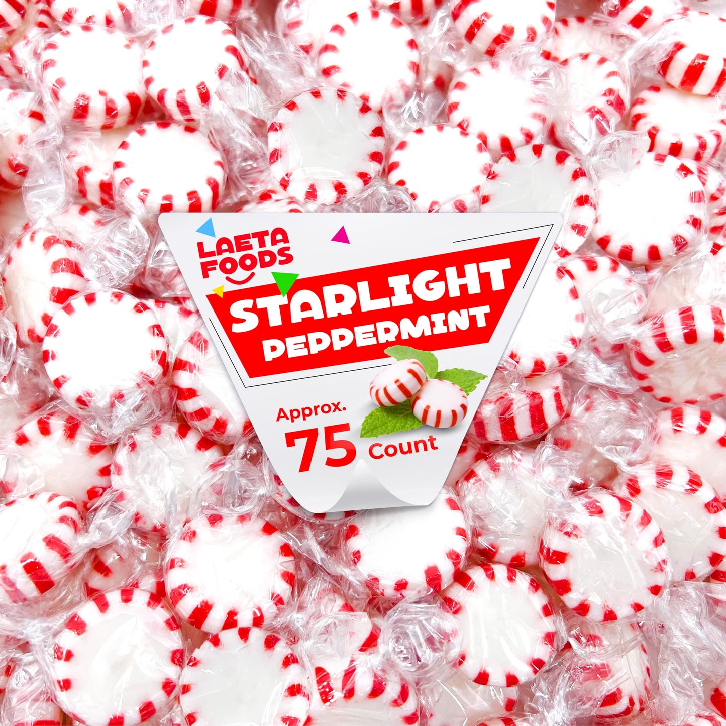 Starlight Peppermints Red White Stripped Hard Candy Individually Wrapped 1 Pound Bag