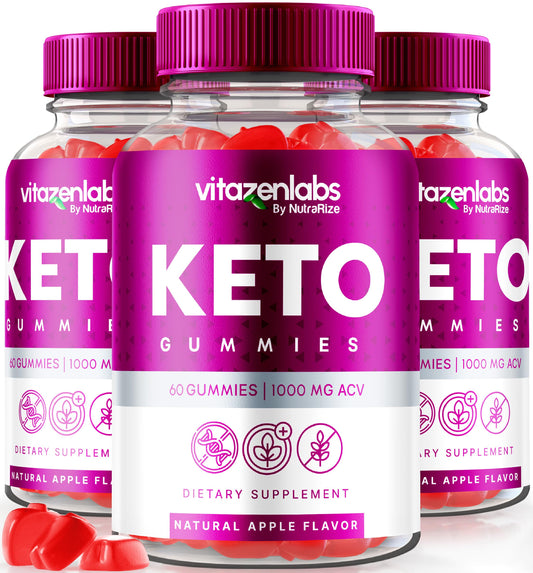 NutraRize (Pack of 3 Vitazenlabs Keto Gummies, Keto Vitamins Plus Apple Cider Vinegar, All Natural 1000 MG Gummy Pills, Maximum Strength Reviews (180 Gummies)
