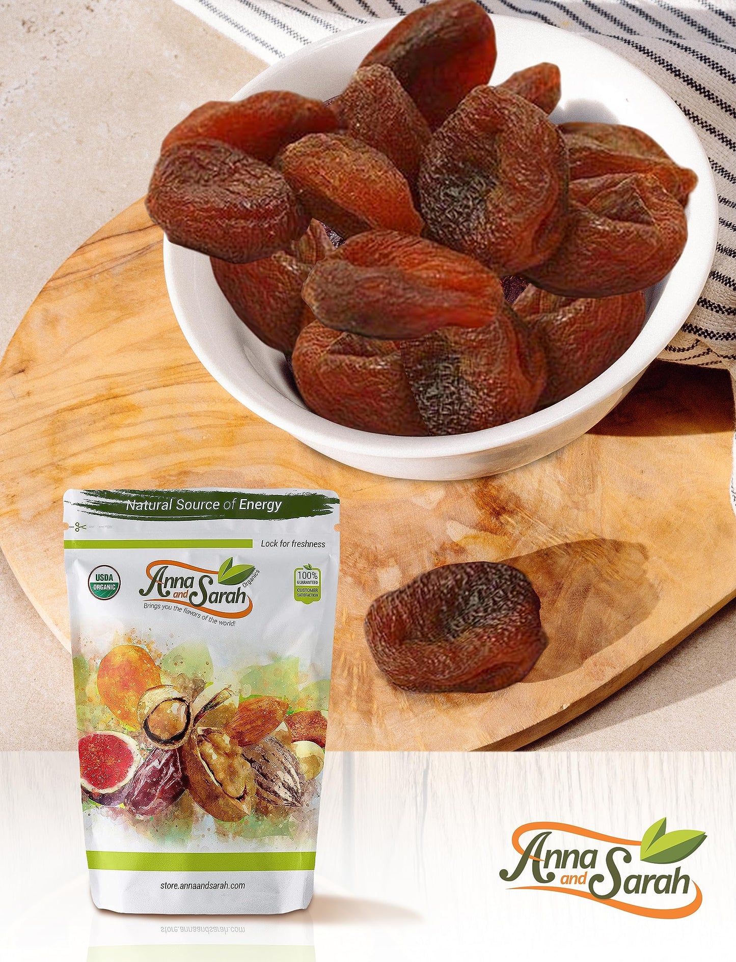 Anna and Sarah Organic Dried Apricots NoAdded Sugar Sweet and Tangy Delights for Snacking Unsulphured in Resealable Bag 2 Lbs
