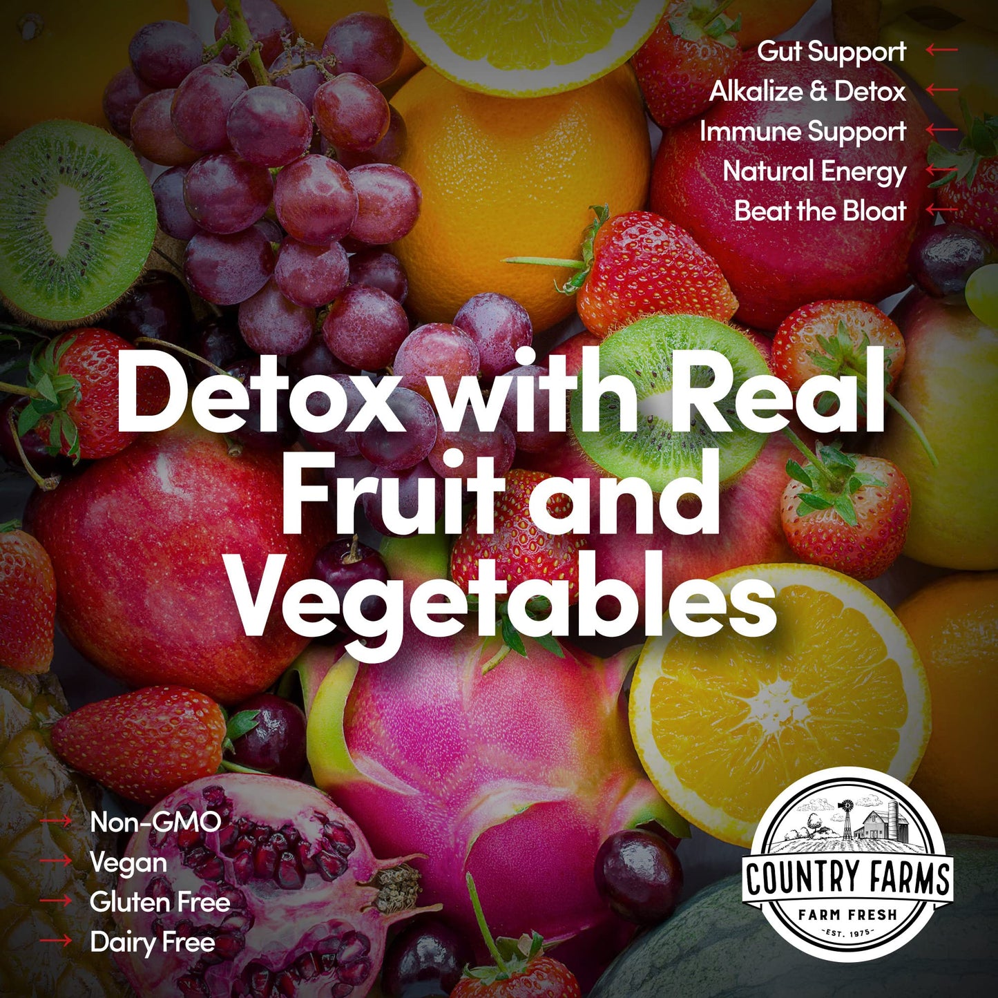 COUNTRY FARMS Super Cleanse, Super Juice Cleanse, Supports Healthy Digestive System, 34 Fruits and Vegetables, Promotes Natural Detoxification, Promote Healthy Weight Management, 28 Servings