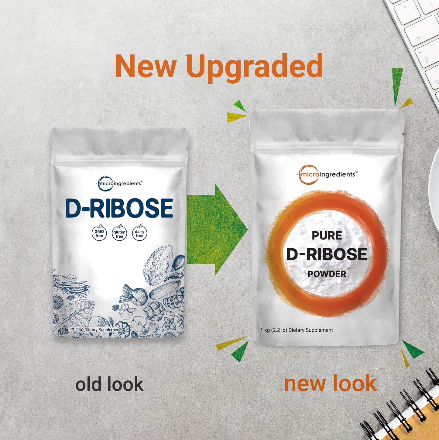 Pure D Ribose Powder, 1 KG (2.2 Pound & 200 Servings) - Hair Support Supplement, Natural Simple Sugar, Dissolves Clear, Pharmaceutical Grade - Filler Free, No GMOs, No Gluten & Water Soluble