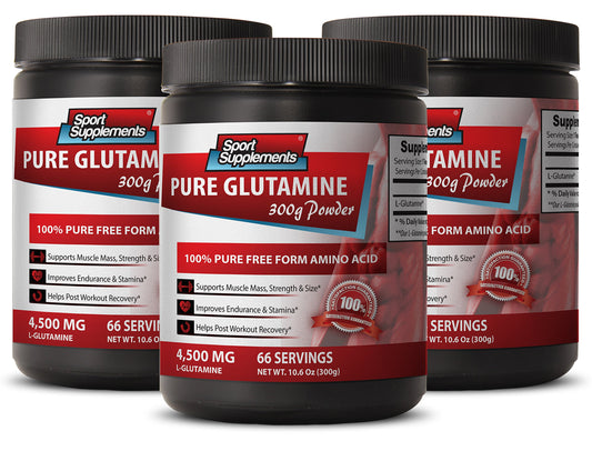 Brain and Memory Booster - Pure GLUTAMINE Powder 4,500MG - Immune Support, glutamine Powder Supplement, Energy Booster Supplements, l glutamine pre Workout, l glutamine Post Workout 3 Bottle (900g)