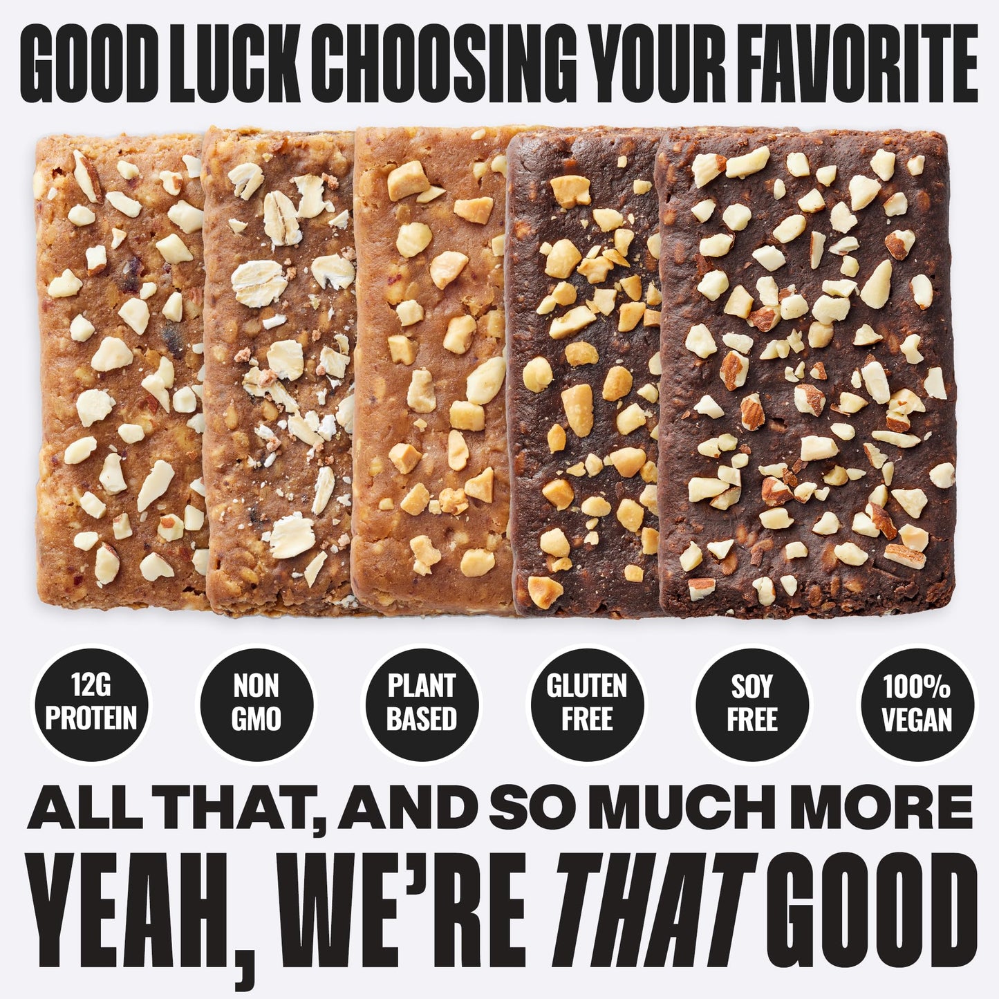 The GFB Variety Pack Protein Bars - Gluten Free, Plant Based, Non GMO, Sustainably Made - Ridiculously Tasty, Healthy, Vegan, Nutrition Snack Protein Bars, 2.05 oz (10 Count)