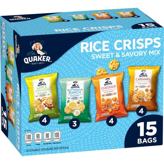 Quaker Rice Crisps 4 Flavor Sweet and Savory Variety Mix 15 count