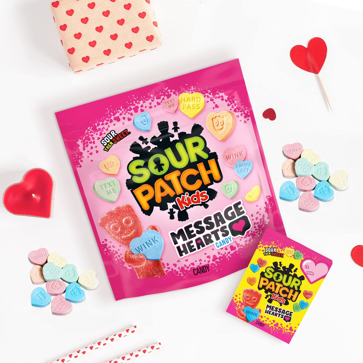 SOUR PATCH KIDS Message Hearts Valentines Day Candy 1301 oz