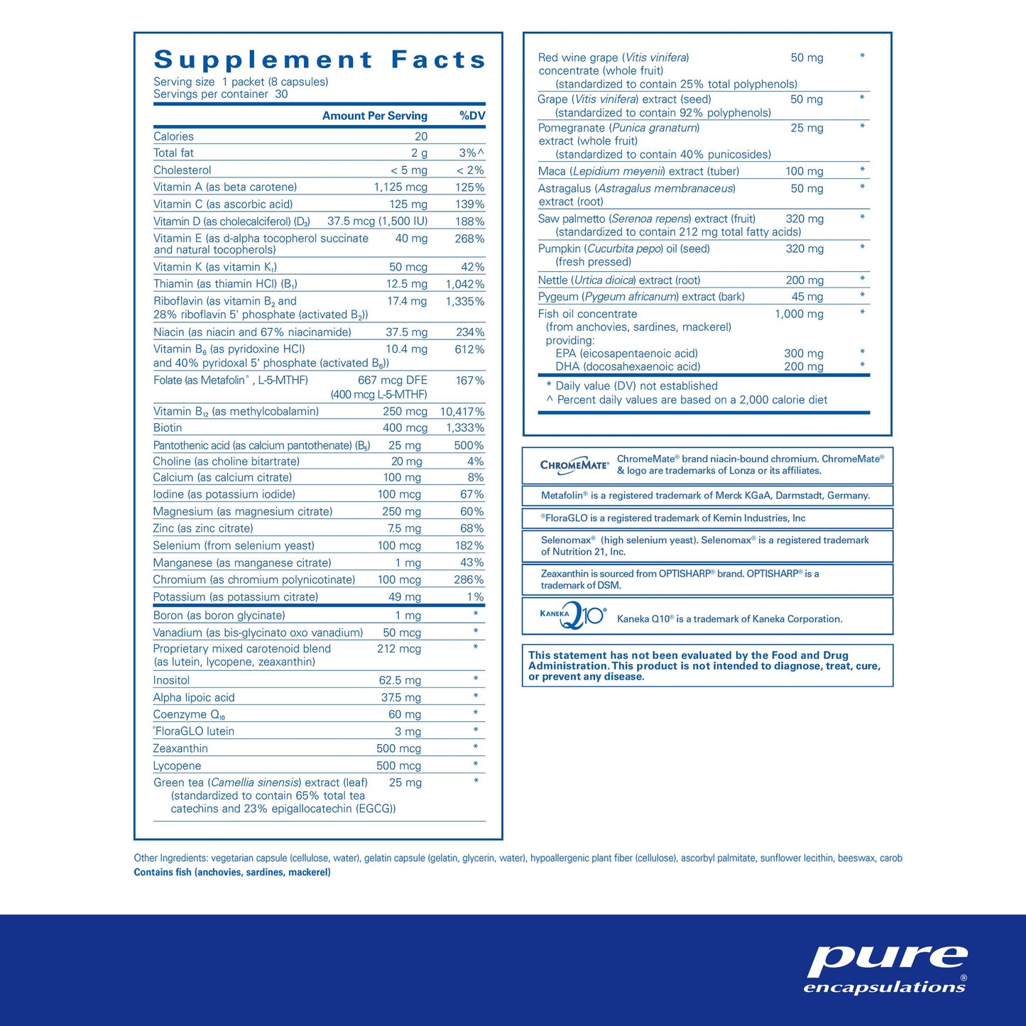 Pure Encapsulations Men's Pure Pack | Multivitamin/Mineral Complex with Added Magnesium, Vitamin D3, CoQ10, and Omega-3 Fatty Acids* | 30 Packets