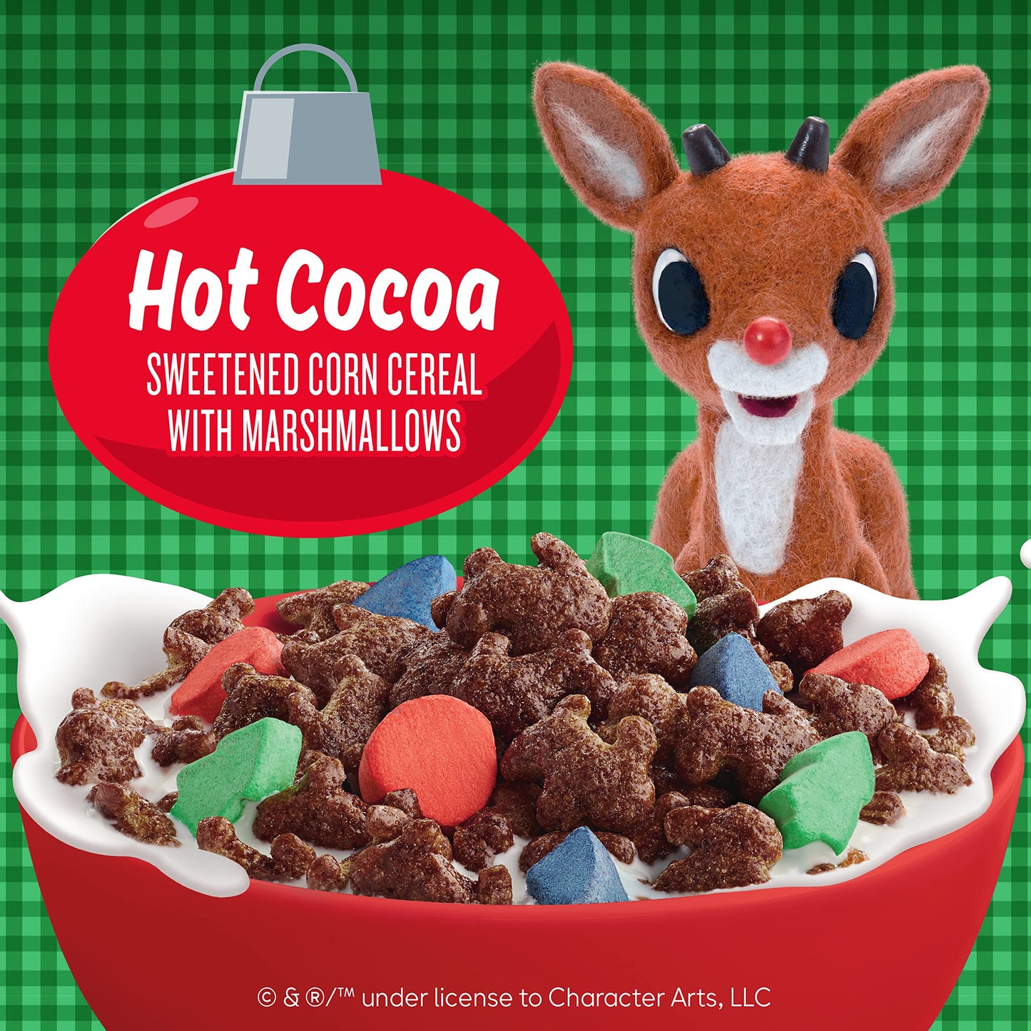 Rudolph the RedNosed Reindeer Breakfast Cereal Hot Cocoa Flavored Corn Cereal with Marshmallows Family Size 171 oz