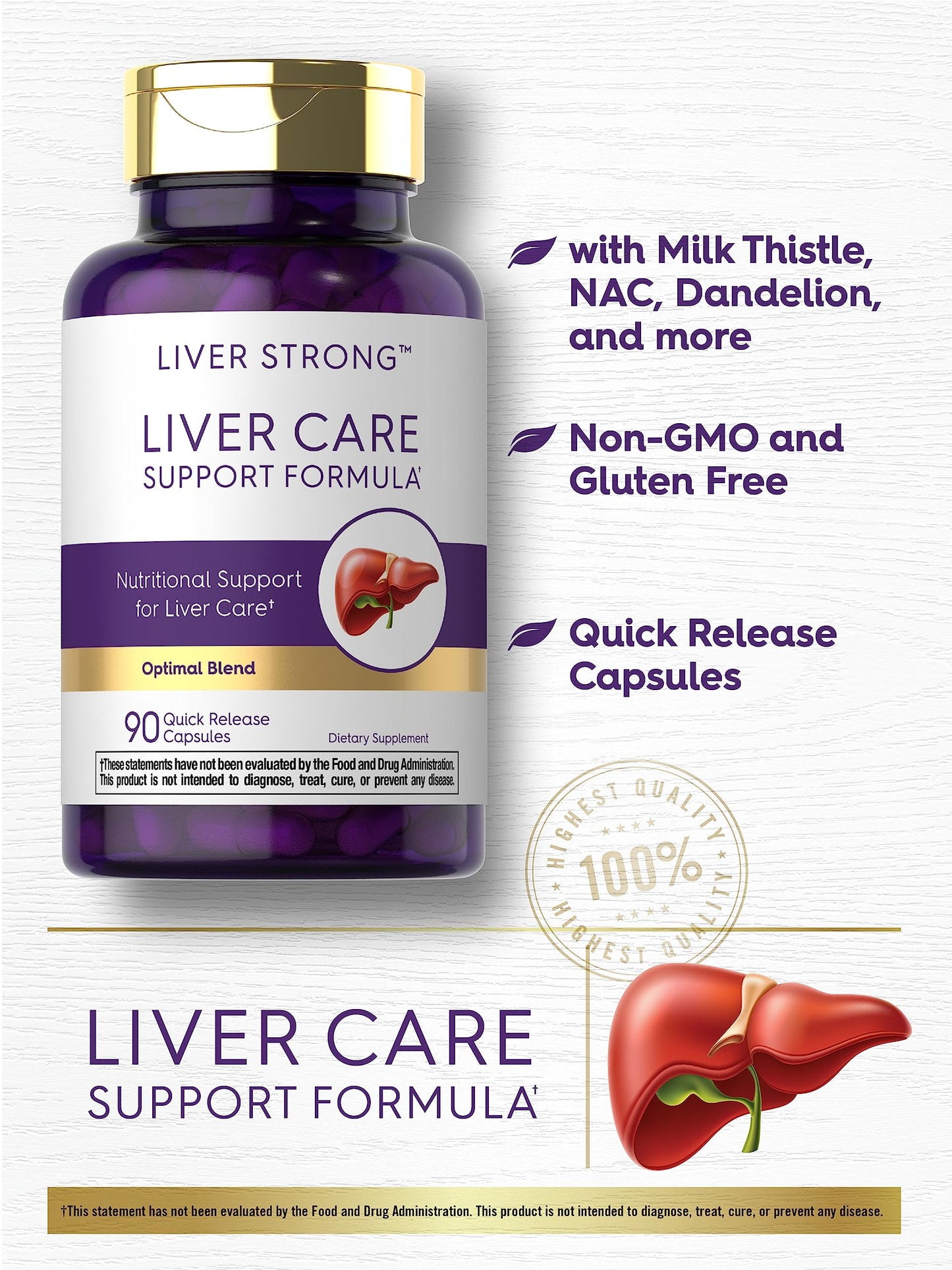 Carlyle Liver Support Supplement | 90 Capsules | with Milk Thistle, Dandelion Root & Artichoke Leaf Extract | Optimal Blend | Non-GMO & Gluten Free