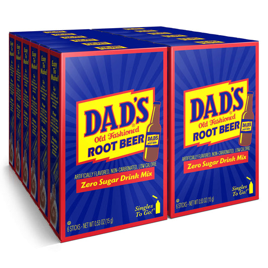 Dads Old Fashioned Root Beer Singles To Go Sugar Free Powder Drink Mix 6 Sticks Per Box 12 Boxes 72 Total Sticks