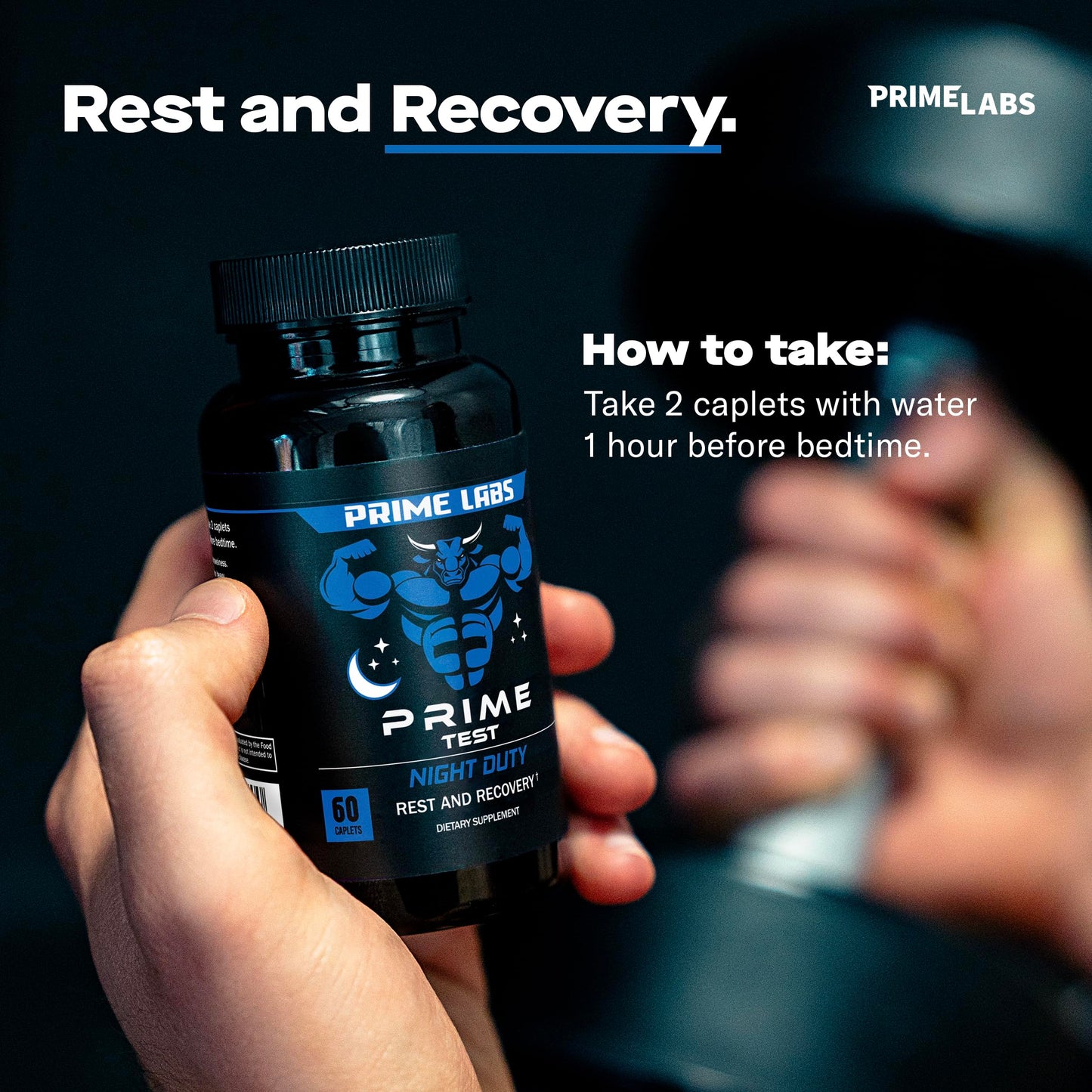 Prime Labs Night Duty - Nighttime Testosterone Booster & Sleep Support - PM Rest & Muscle Recovery Supplements - 60 Count