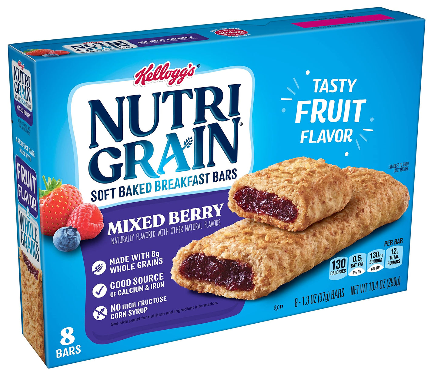 Soft Baked Breakfast Bars Raspberry Strawberry Apple Cinnamon Blueberry and Mixed Berry 104 Ounce Pack of 5  with Two Make Your Day Lollipops