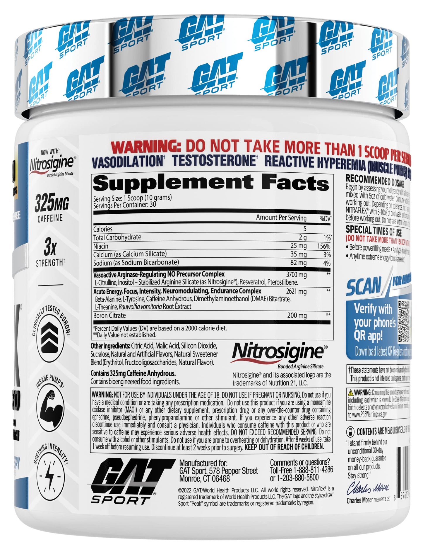 GAT SPORT Nitraflex Advanced Pre-Workout Powder, Increases Blood Flow, Boosts Strength and Energy, Improves Exercise Performance, (Blue Raspberry, 30 Servings)