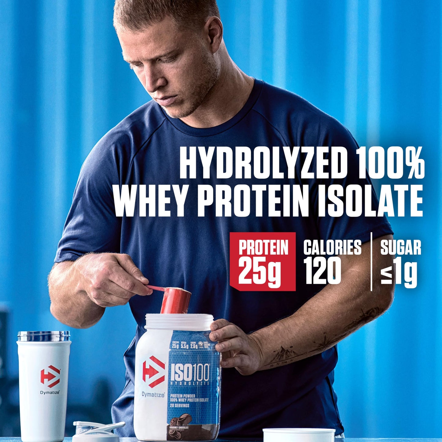 Dymatize x Dunkin' Cappuccino ISO100 Whey Protein Powder, 95mg Caffeine, 25g of Protein, 20 Servings, 5.5g BCAAs, 120 Cal., Gluten Free, 1g Fat, 1g Sugar, 2g Carb