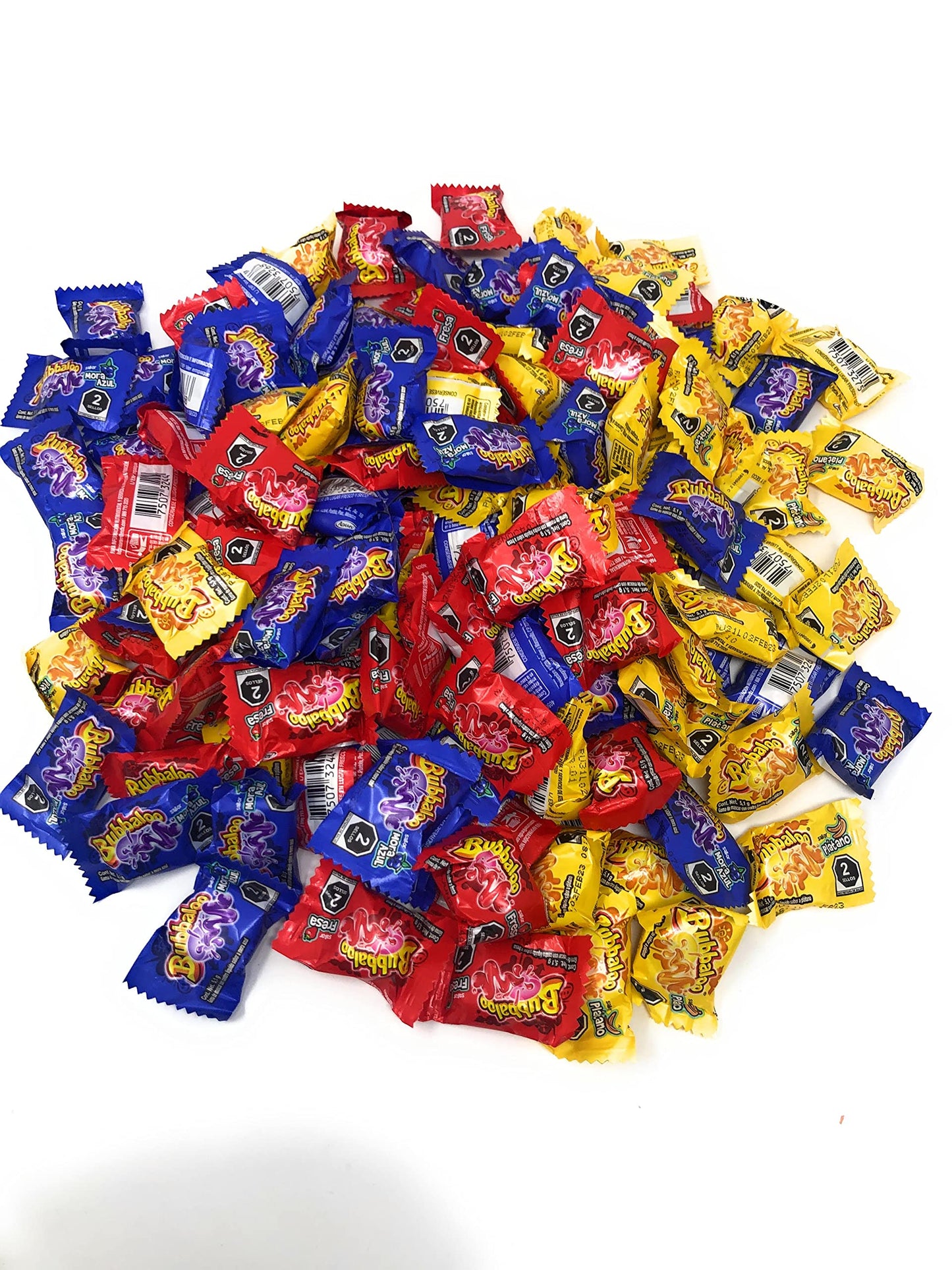 Bubbaloo Mexican Bubble Gum Variety Pack 150 Pcs Authentic Bubblegum Fruit Flavors Banana Strawberry and Blueberry by Don Turinos