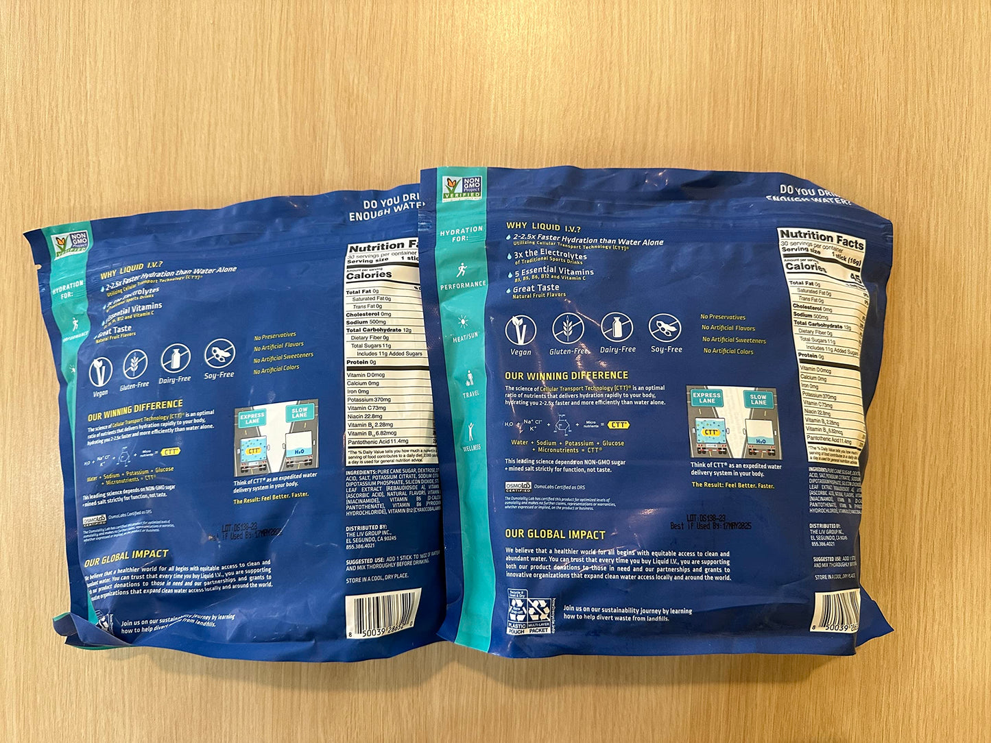 Liquid I.V. Hydration Multiplier, Tropical Punch Flavor 2 bags(2X30 packs),1 Count (Pack of 2)