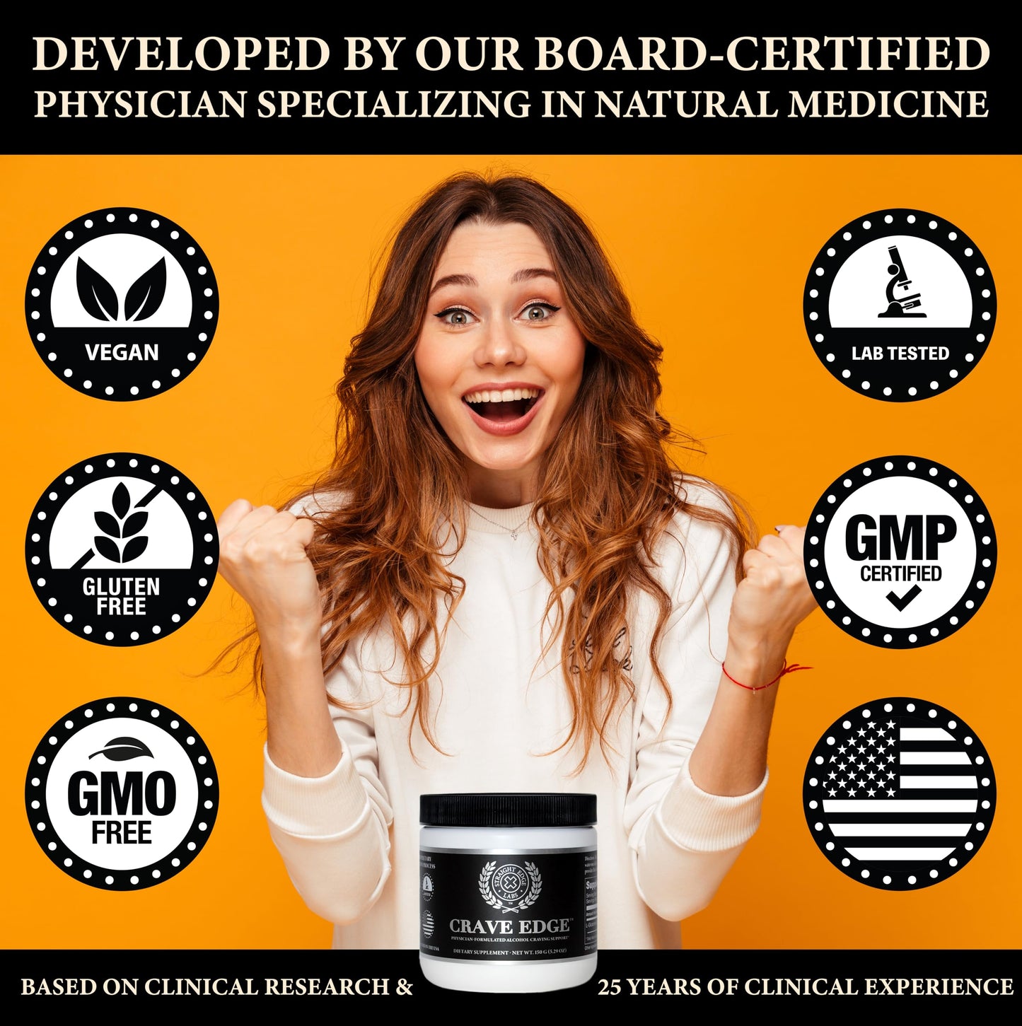 Crave Edge Alcohol Craving Support | Physician-Formulated | Anti Alcohol Replacement Drink | Stop Drinking Alcohol | Liver Detox | Fast Acting | No Big Pills or Bad Taste | 150G Powder-30 Servings
