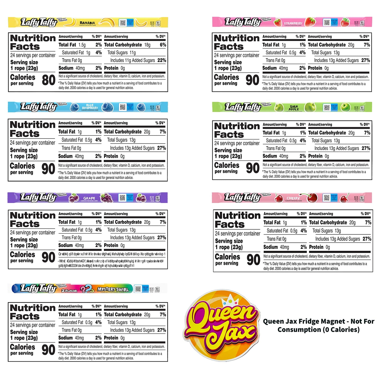 Laffy Taffy Ropes Variety Pack  28 pack 4 of Each Flavor  All 7 Flavor Individually Wrapped Candy Assortment  Banana Laffy Taffy Blue Raspberry Laffy Taffy Cherry Laffy Taffy Grape Laffy