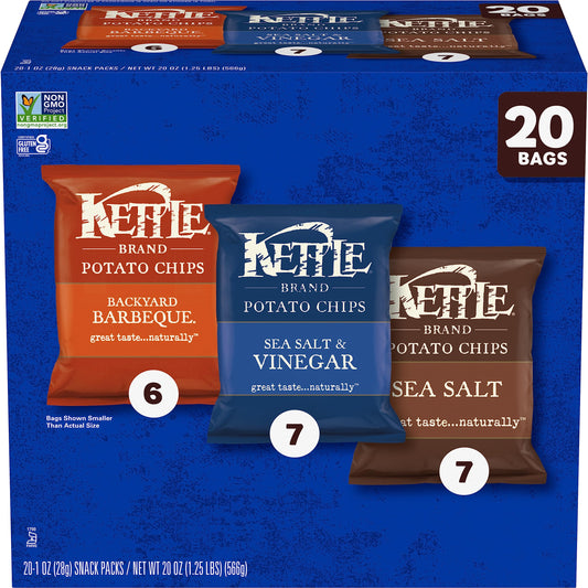 Kettle Brand Potato Chips Variety Pack 1 Oz 20 Ct