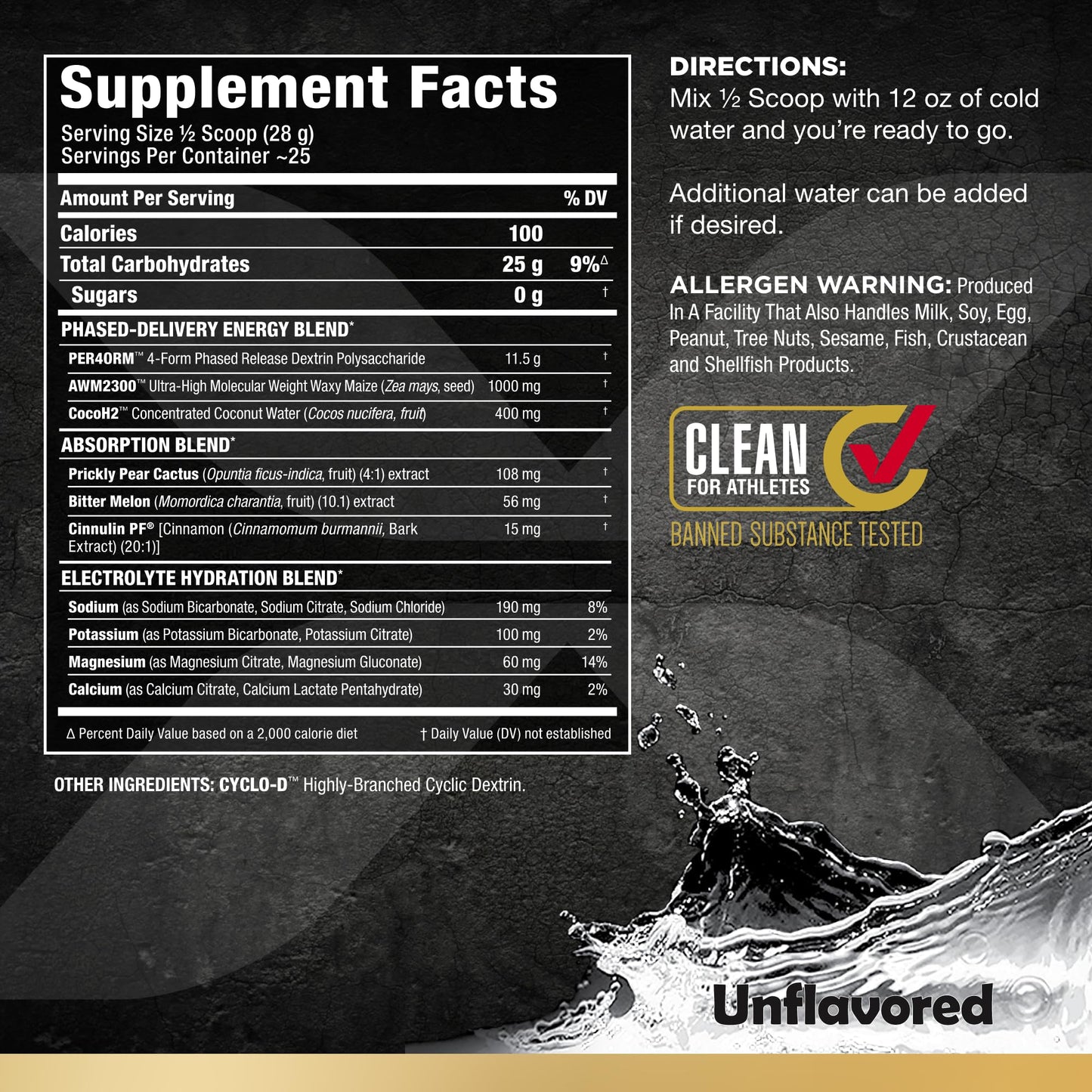 ALLMAX Nutrition - CARBION+ Workout Hydration Supplement Powder with Electrolytes, Supports Endurance, Recovery, and Exercise Performance, Gluten Free and Vegan, Unflavored, 25 Servings