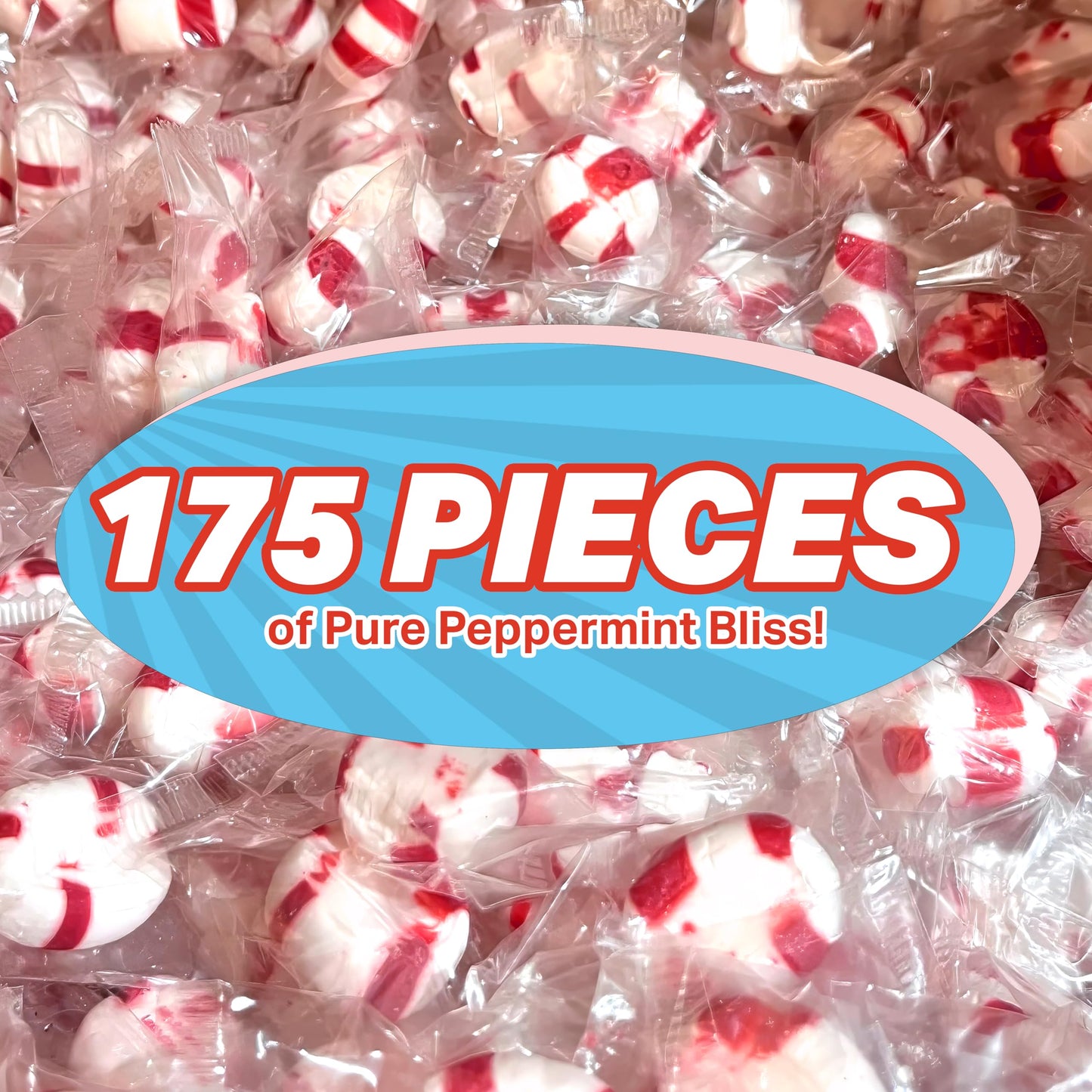 Soft Peppermint Candy Puff Christmas Mints  2 Pounds Approx 175 Pieces  Mints Individually Wrapped Christmas Candy
