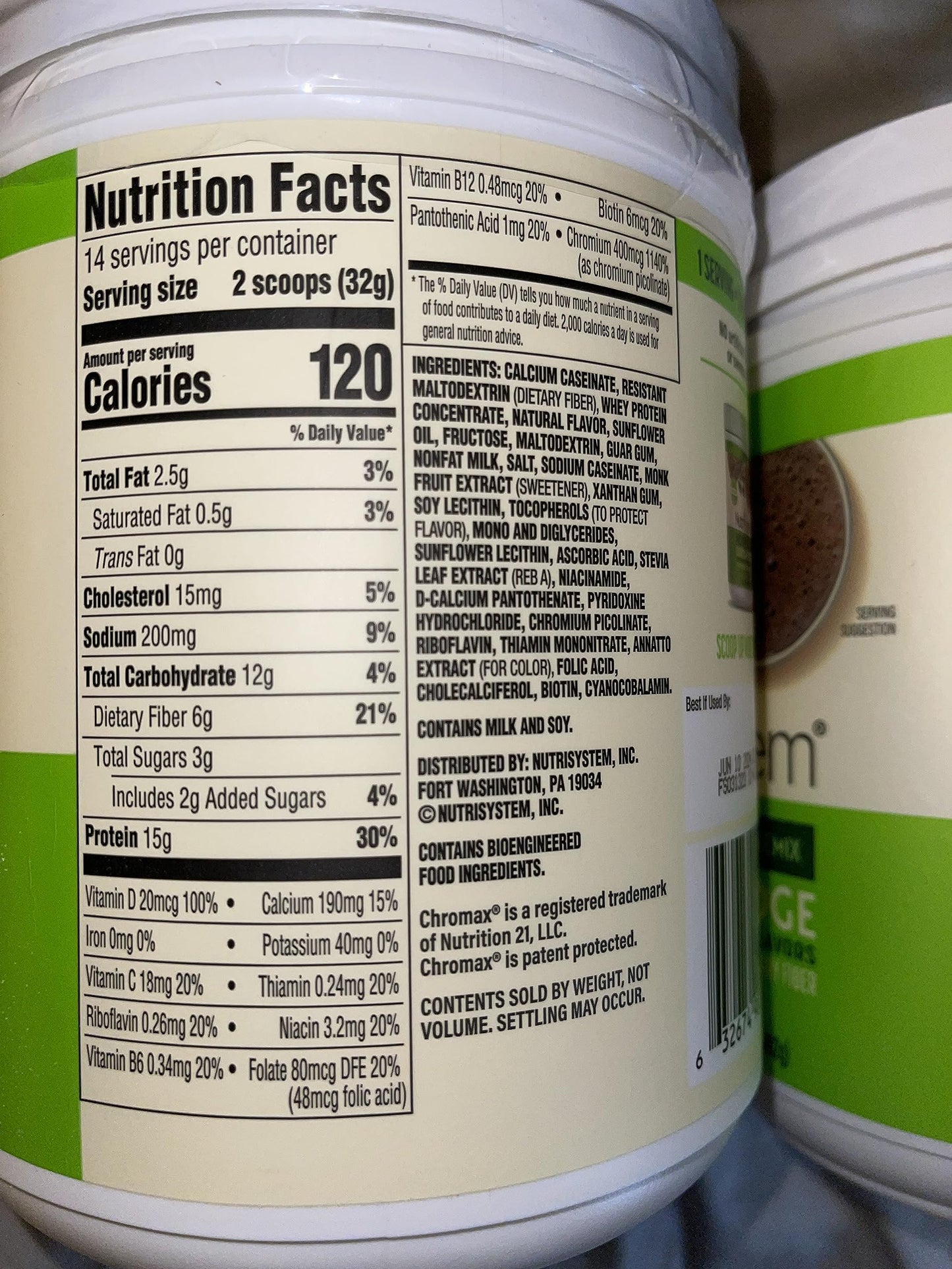 Nutrisystem Nutricrush Probiotic Shakes Chocolate Fudge and Sweet Vanilla Shake Mix - Protein & Probiotics Support Digestive Bust Belly Bloat 2 Containers 16.3 oz. each 28 Servings,(Pack of 2)