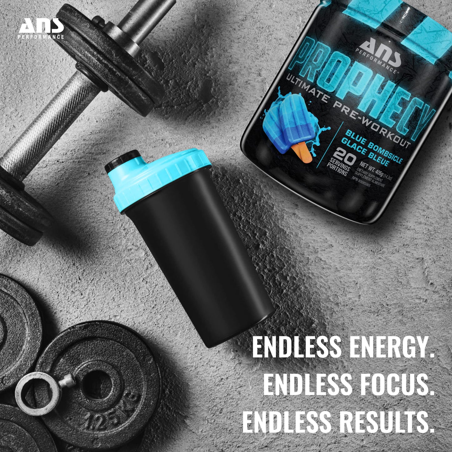 ANS Performance Prophecy Pre Workout Powder (20 Servings, 14.5 oz) - Gluten Free Pre-Workout Formula - Energy & Strength - Sugar Free- Increase Power & Workout Volum (Blue Bombsicle)