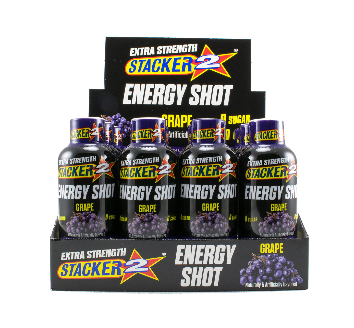 Stacker 2 Extreme Energy Shot Extra Strength Grape 2 Fluid Ounce Pack of 12